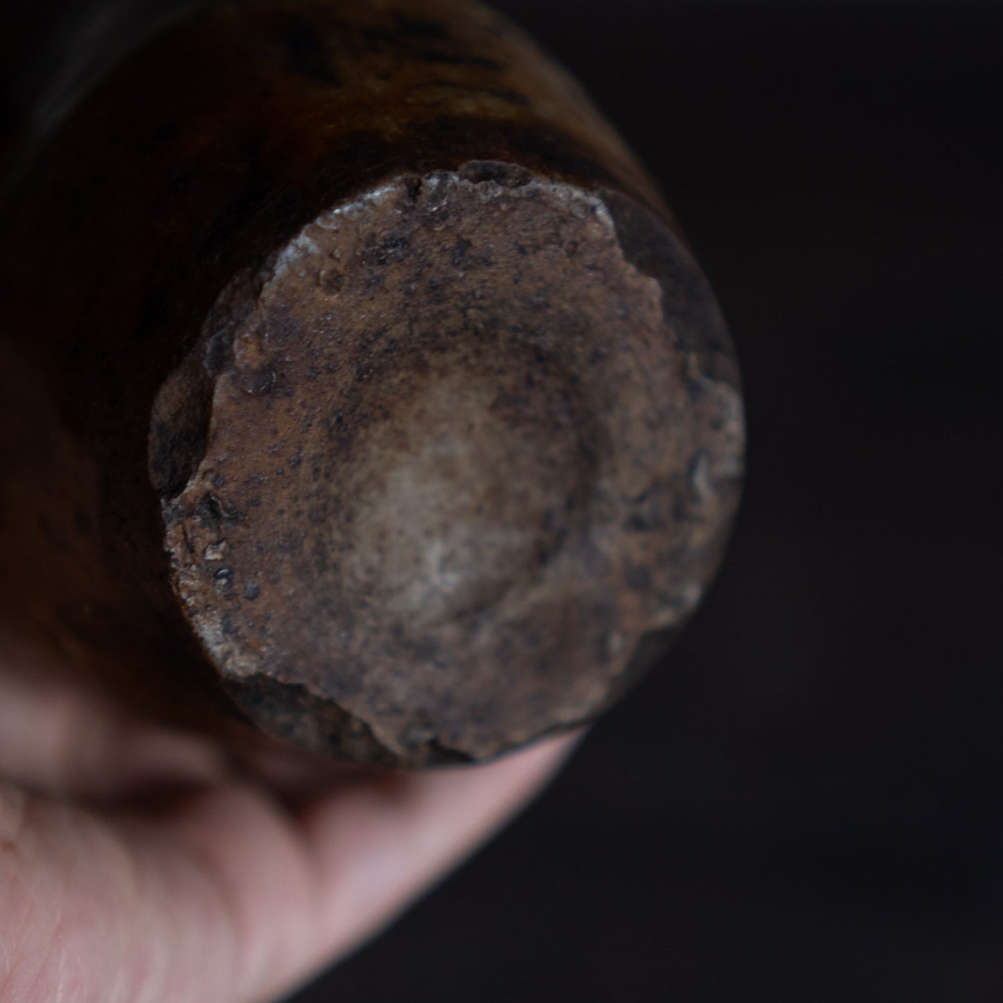 Antique Japanese Brown Ceramic Tokkuri Sake Bottle