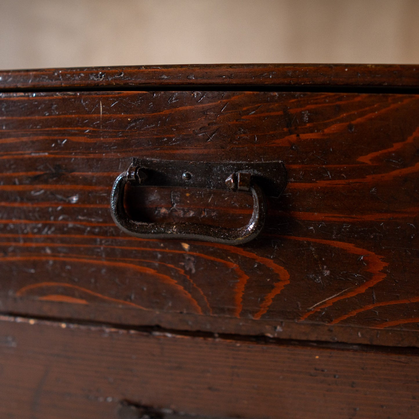 Antique Meiji Period 1880 Japanese 2 Drawer Sugi Wood Box - Bunko archive box