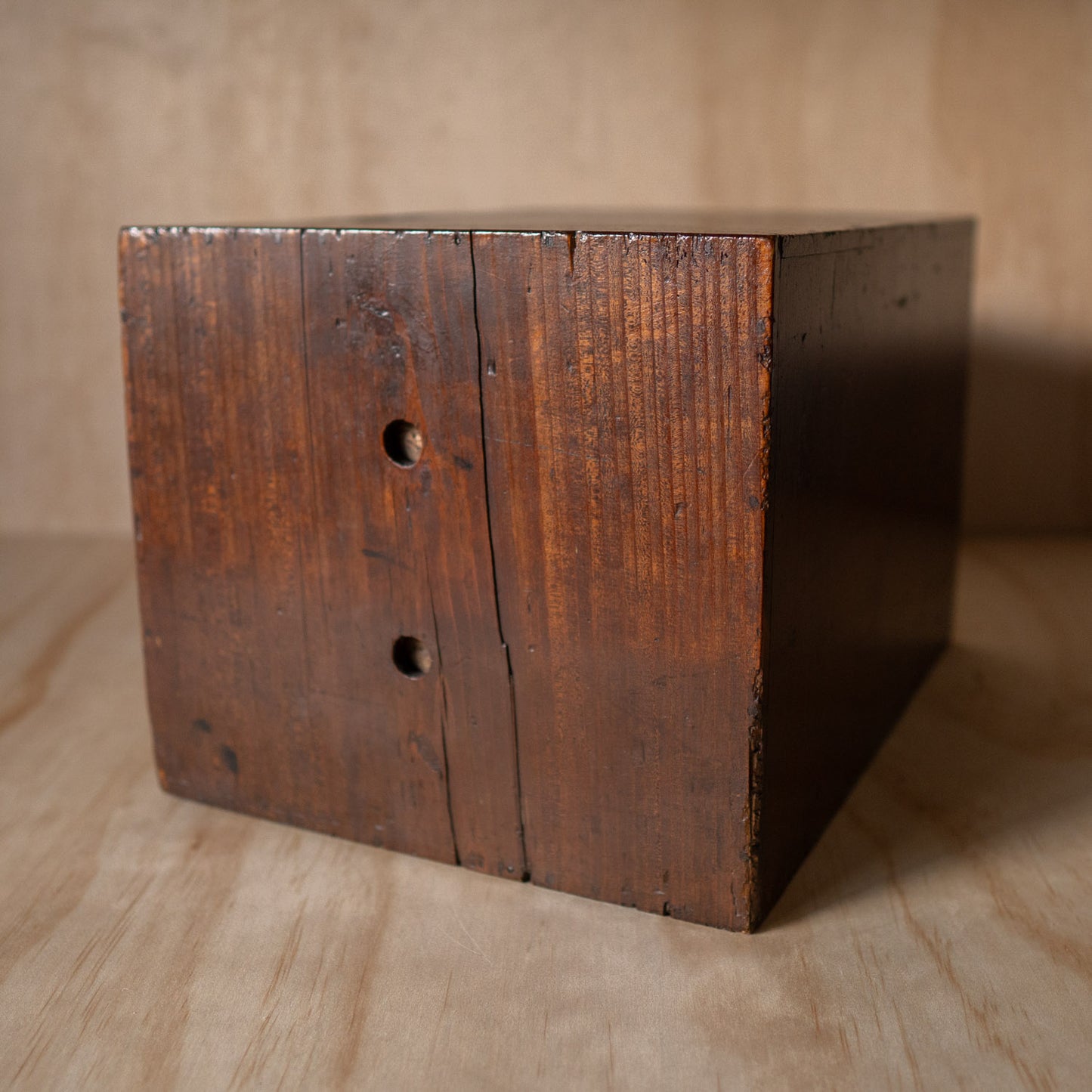 Antique Meiji Period 1880 Japanese 2 Drawer Sugi Wood Box - Bunko archive box
