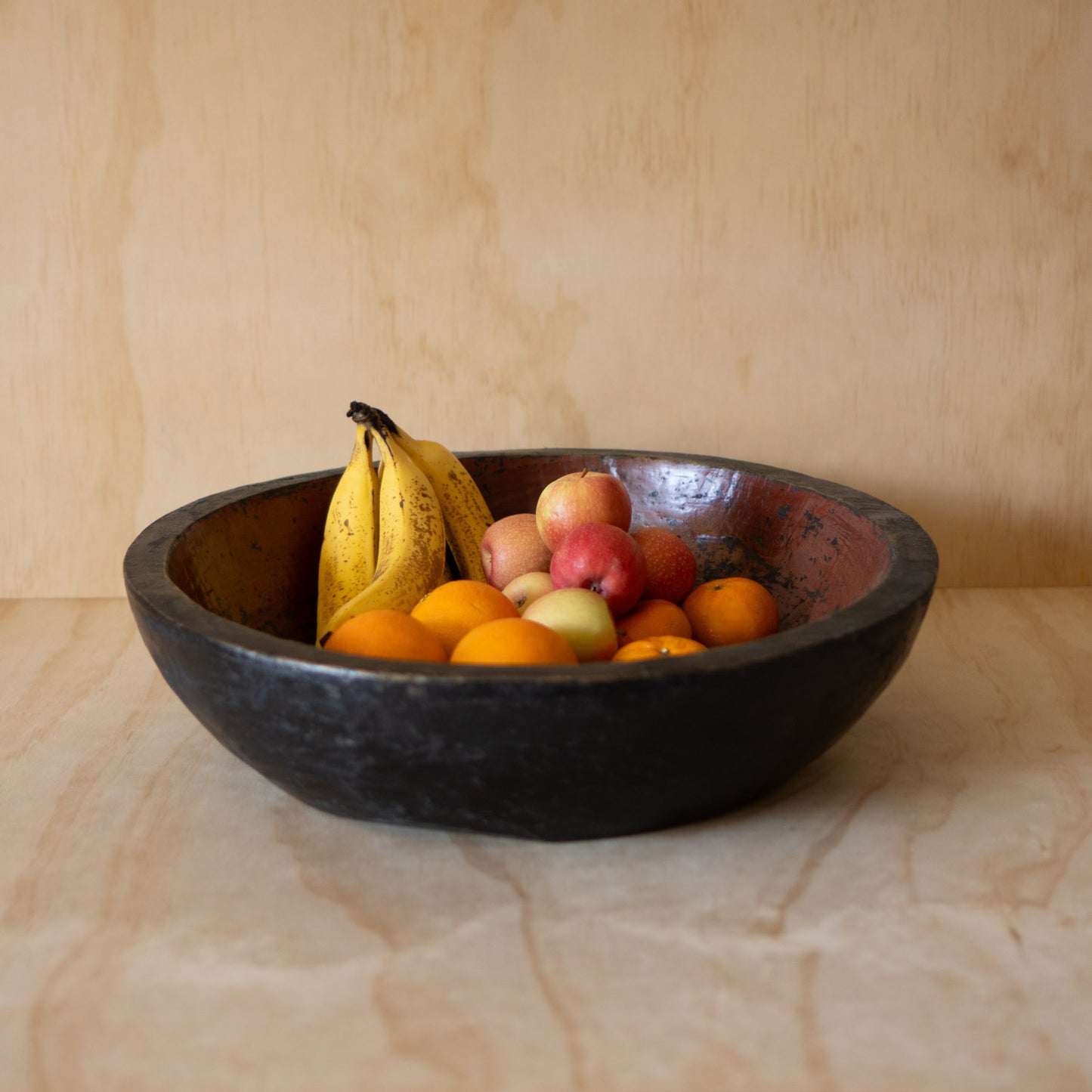 Antique Japanese Mingei Kibachi Lacquered Wooden Mixing bowl