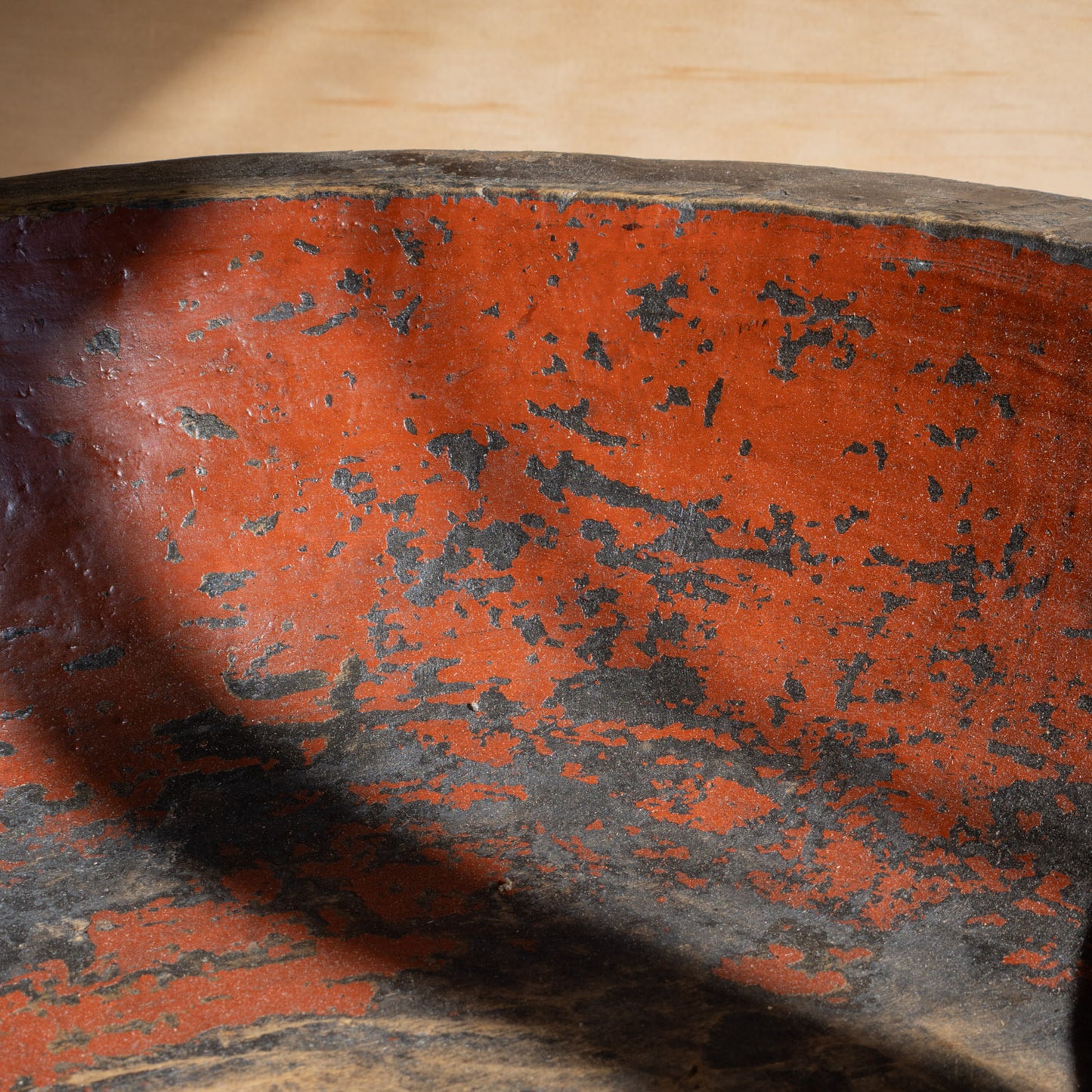 Antique Japanese Mingei Kibachi Lacquered Wooden Mixing bowl