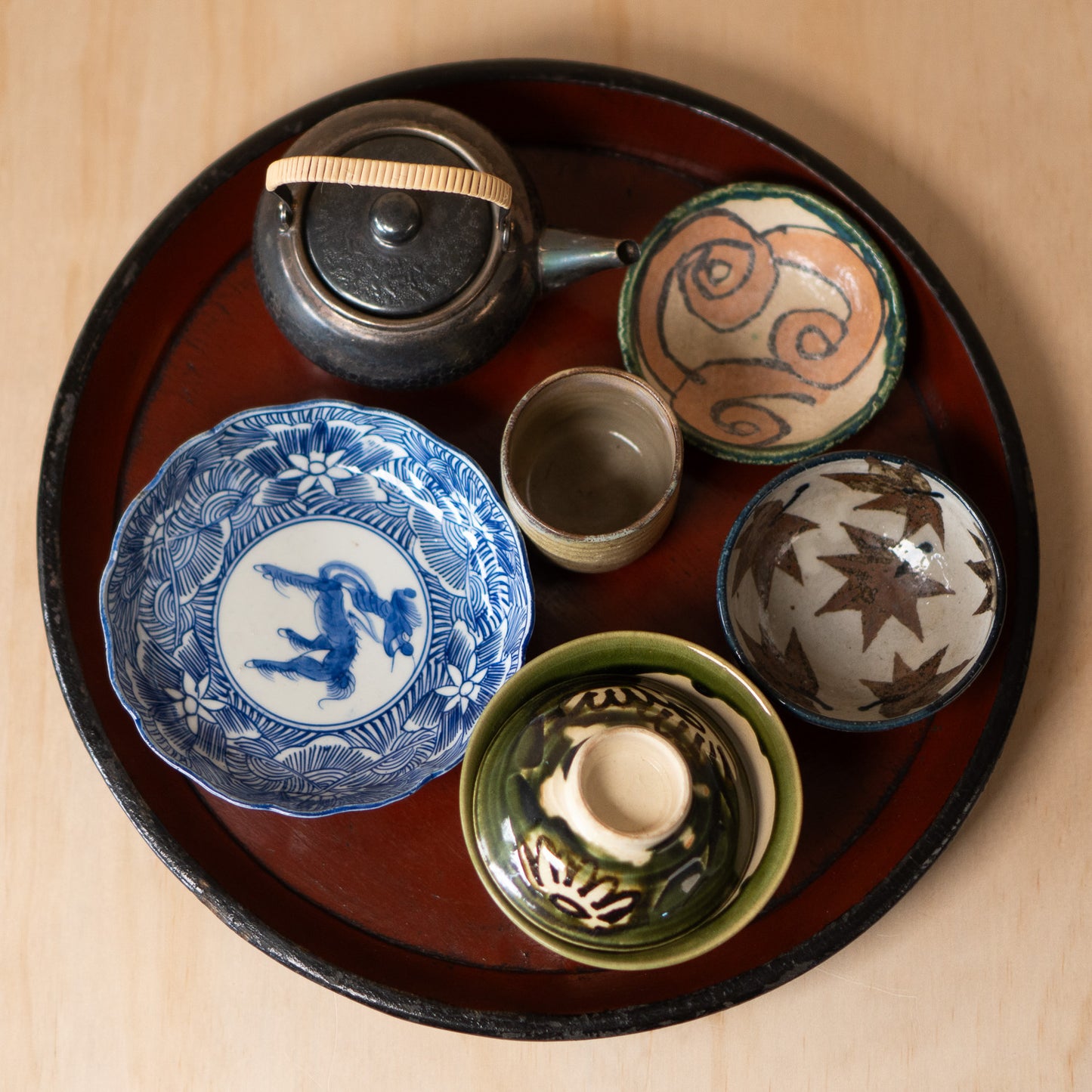 Antique Japanese Red and Black Lacquer serving Tray