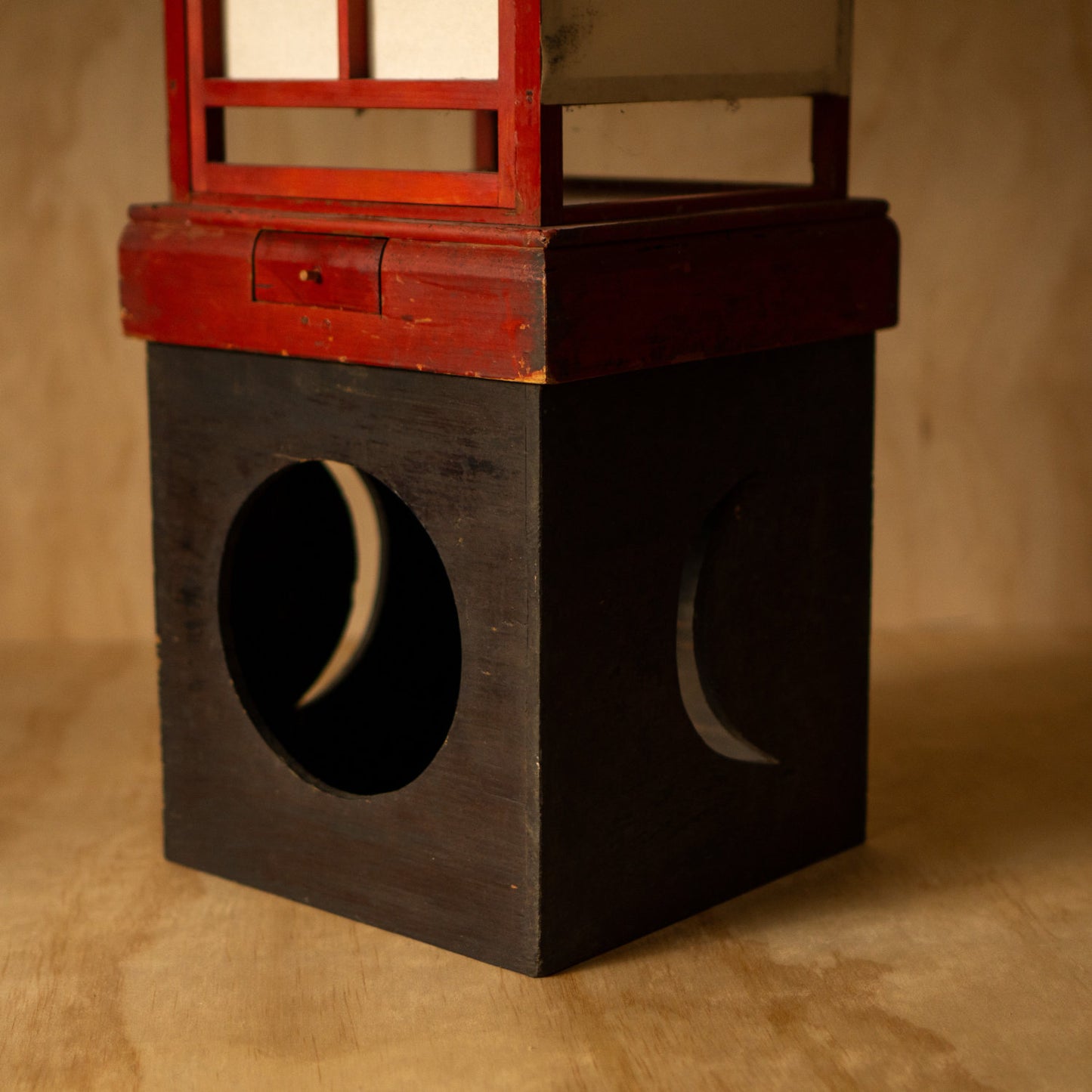 Antique Japanese Moon phases Ariake Andon Paper Lantern