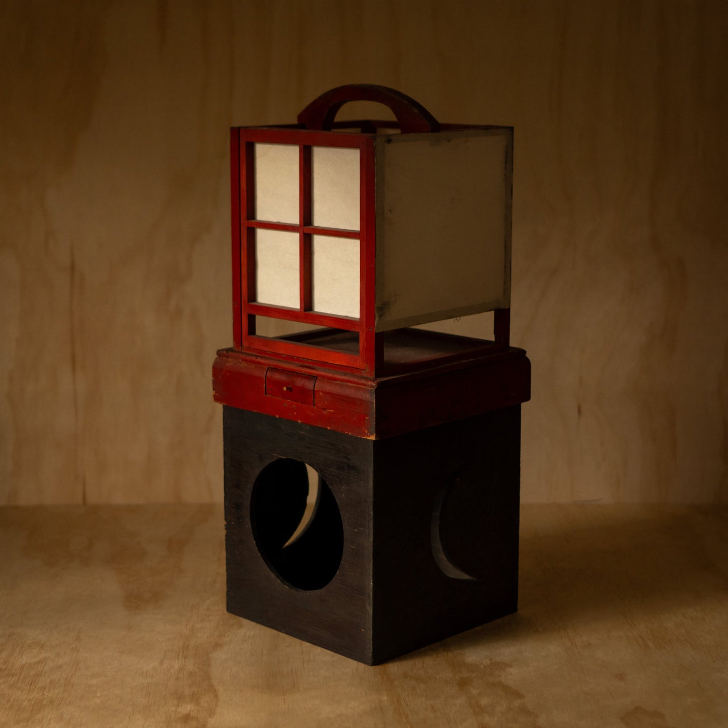 Antique Japanese Moon phases Ariake Andon Paper Lantern