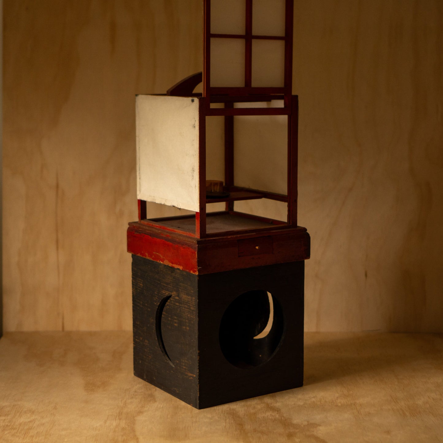 Antique Japanese Moon phases Ariake Andon Paper Lantern
