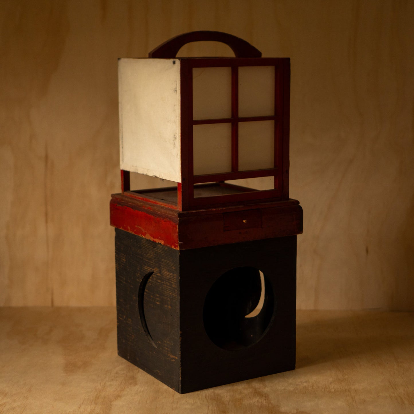 Antique Japanese Moon phases Ariake Andon Paper Lantern