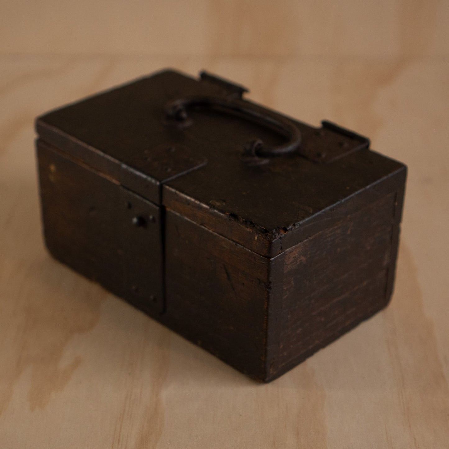 Antique Japanese Hankobako Stamp Box with Iron fittings
