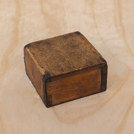 Antique Japanese Small Wood and Iron Masu Box Rice Measure