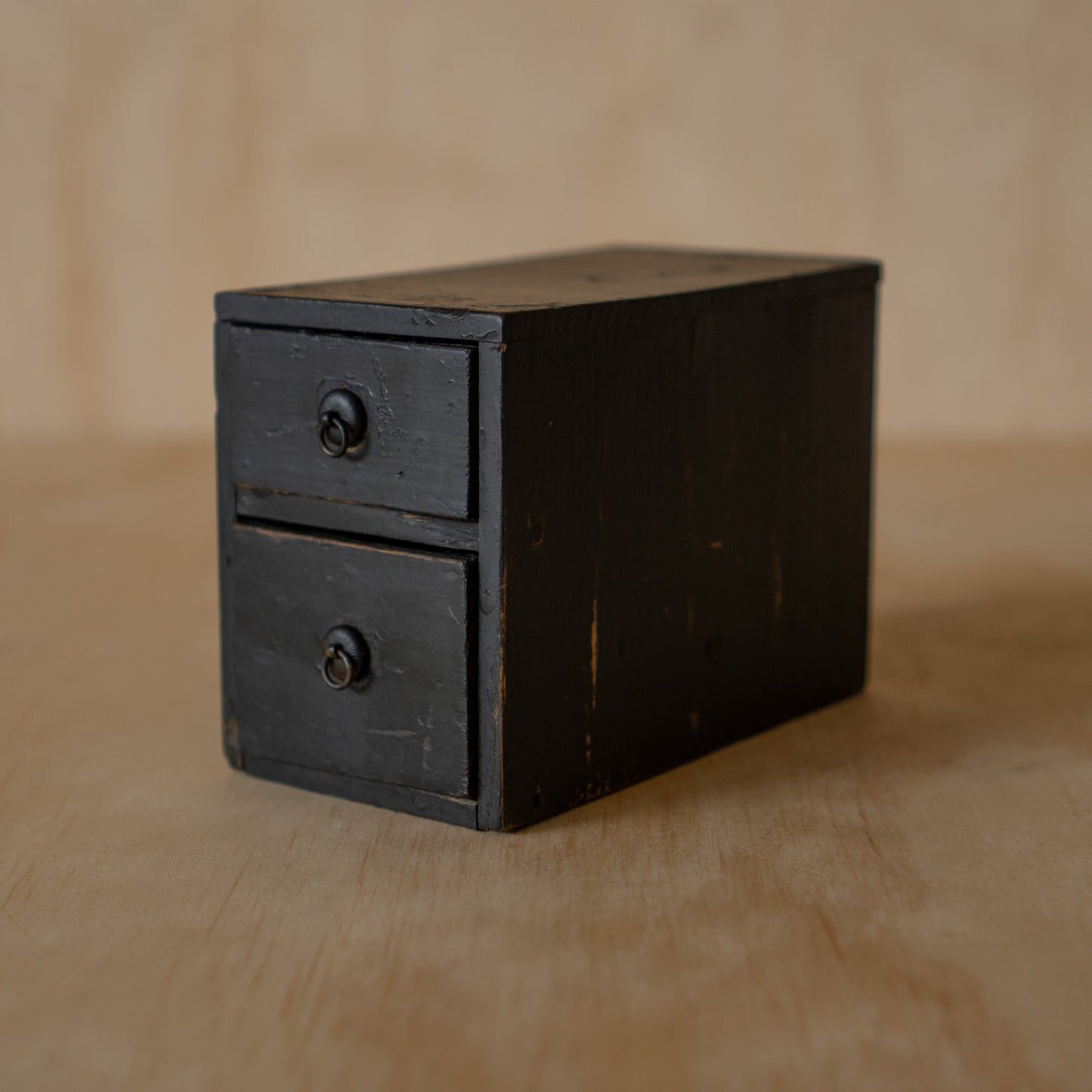 Antique Japanese Small 2 drawer box black lacquer ko-bako