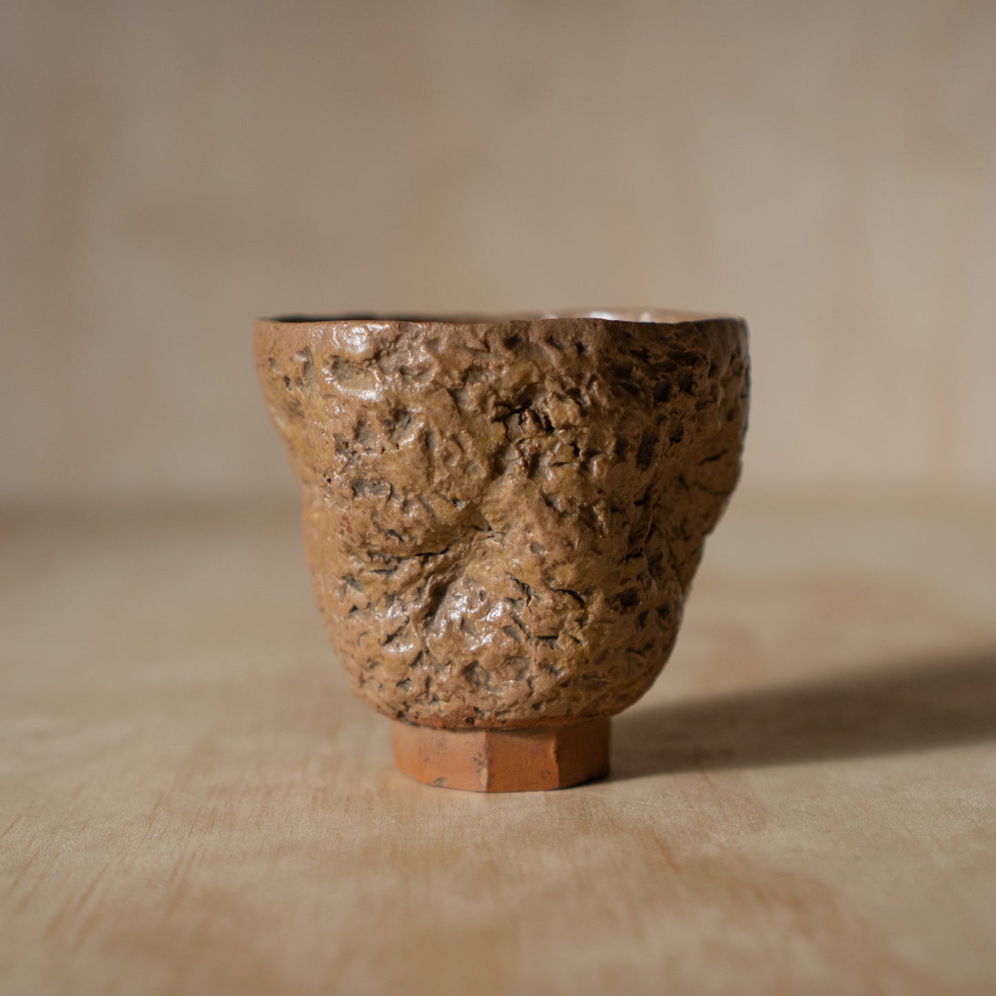 Vintage handmade Japanese Ceramic Yunomi tea cup - Brown Glaze