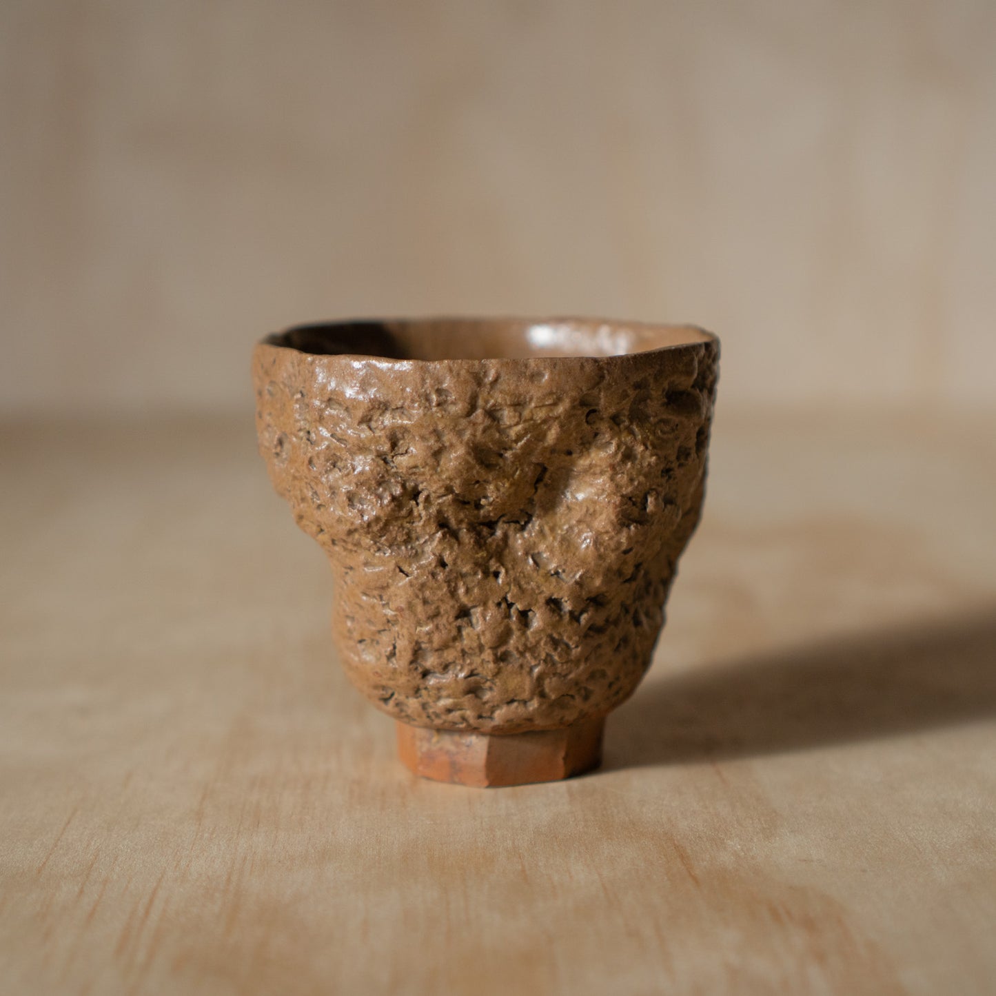 Vintage handmade Japanese Ceramic Yunomi tea cup - Brown Glaze