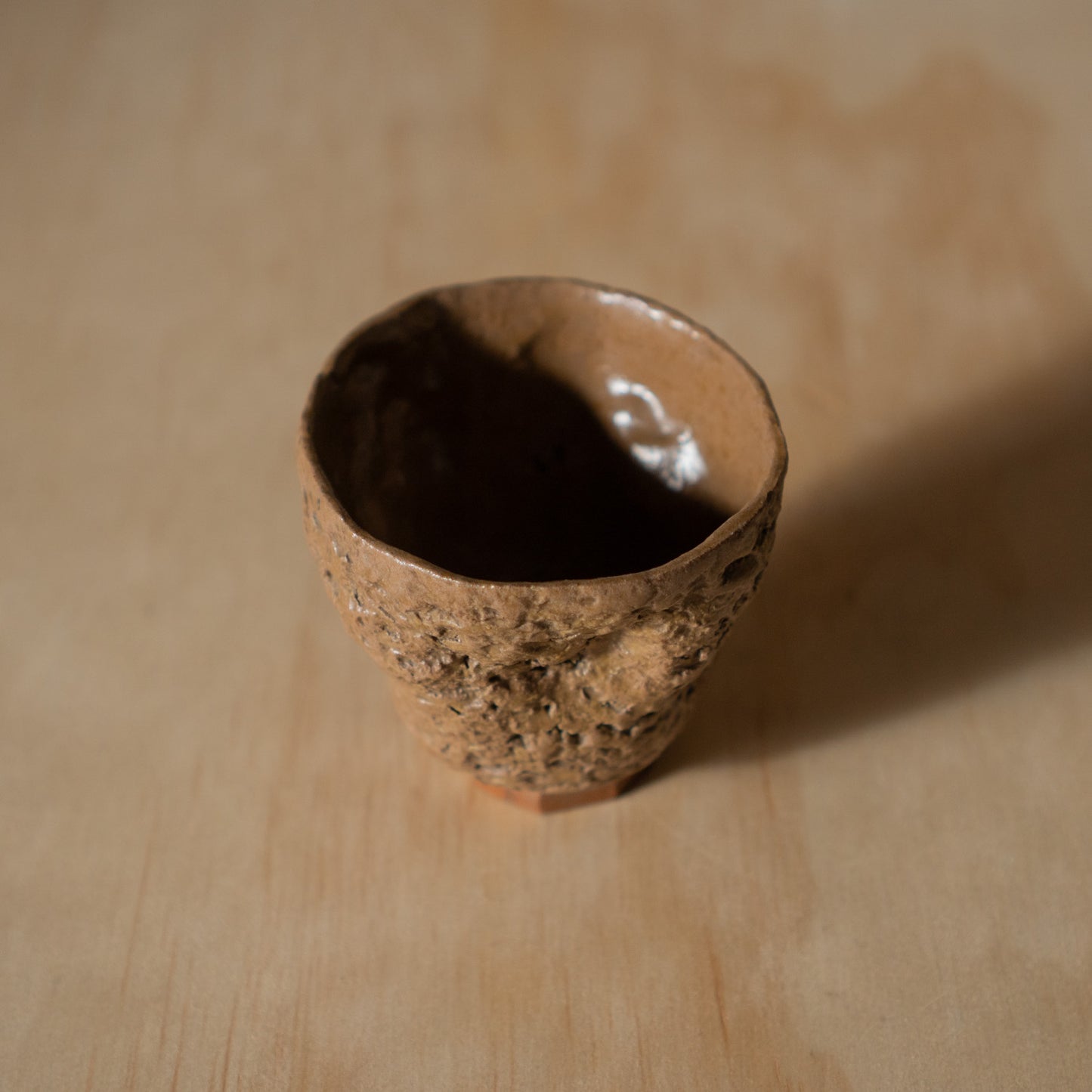 Vintage handmade Japanese Ceramic Yunomi tea cup - Brown Glaze