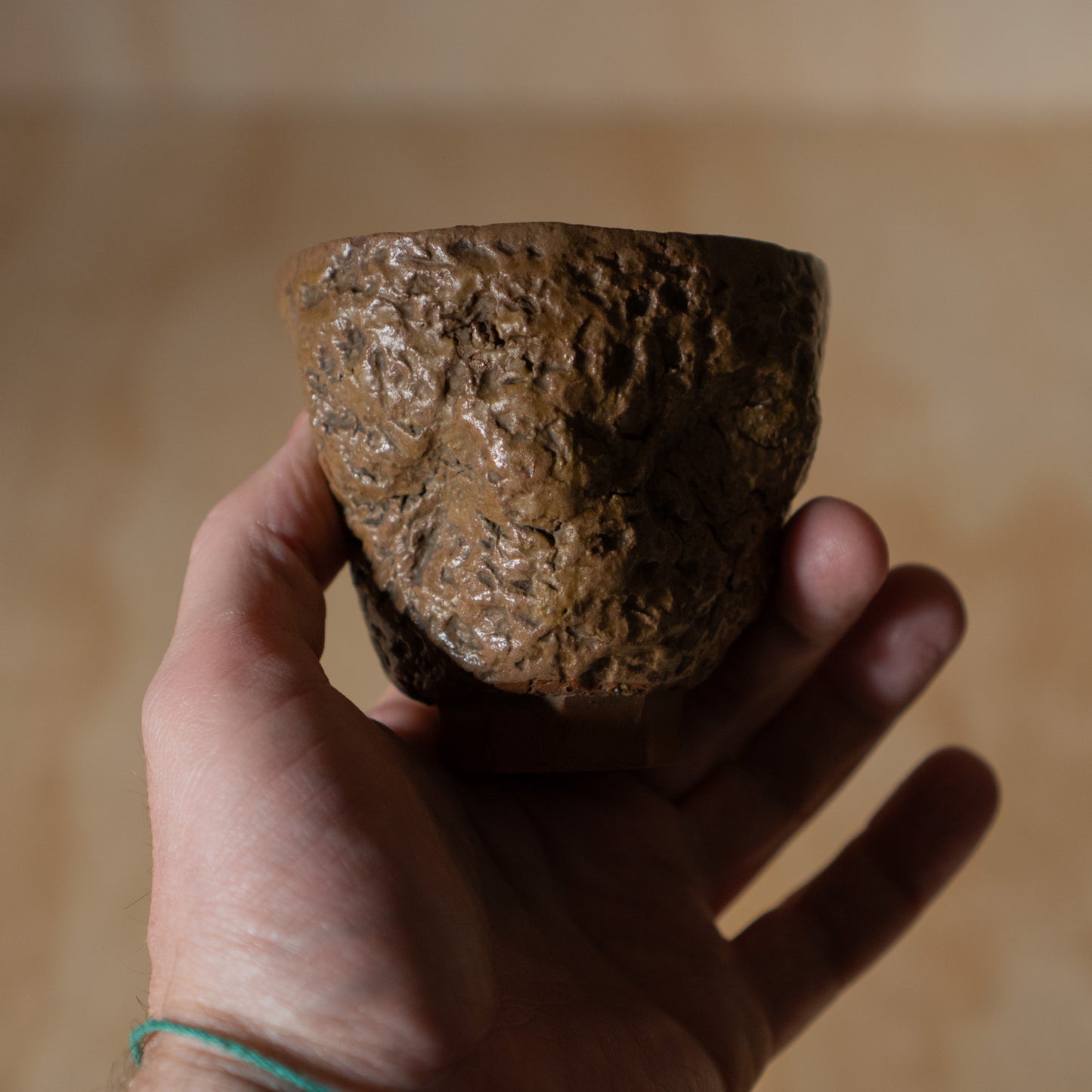 Vintage handmade Japanese Ceramic Yunomi tea cup - Brown Glaze