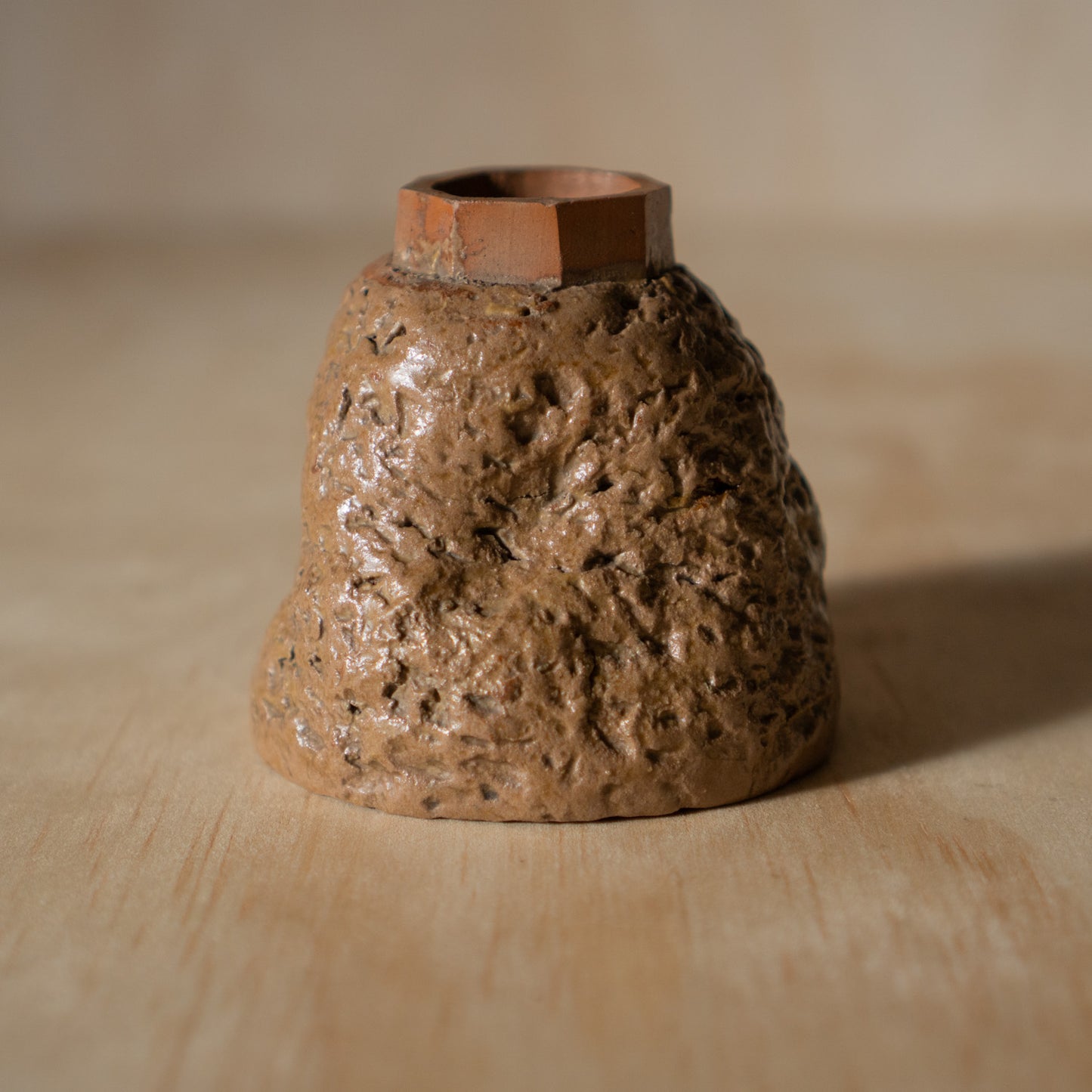 Vintage handmade Japanese Ceramic Yunomi tea cup - Brown Glaze