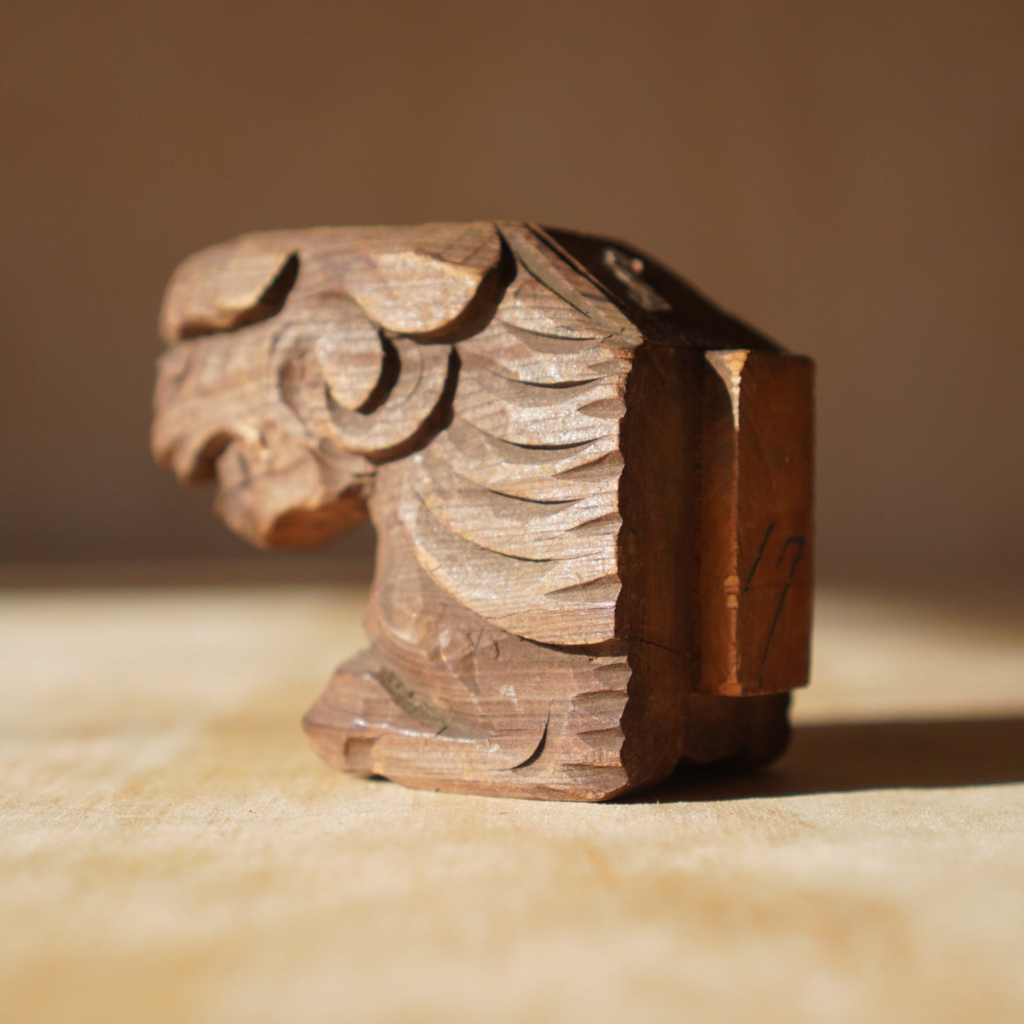 Antique Pair of Small Japanese Carved Temple Lions