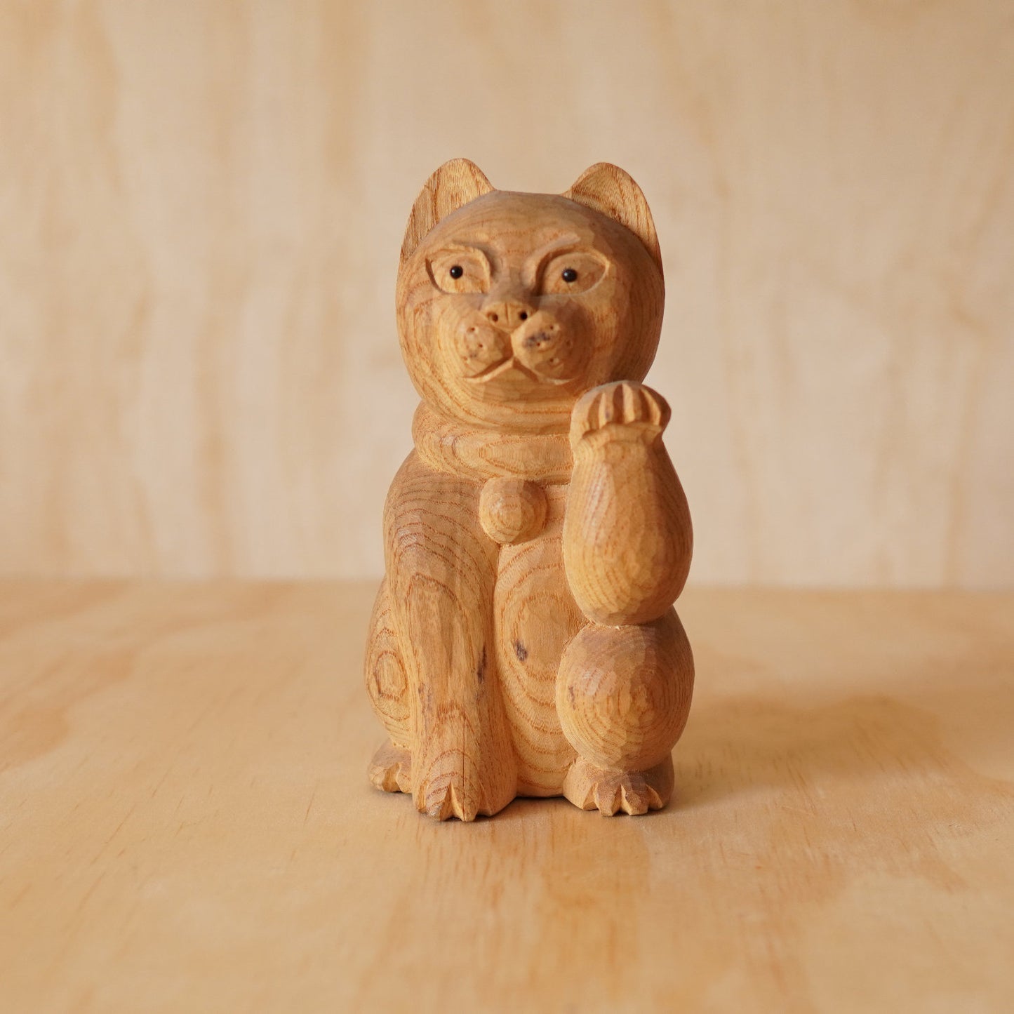 Vintage Japanese Hand Carved Maneki Neko Lucky Cat