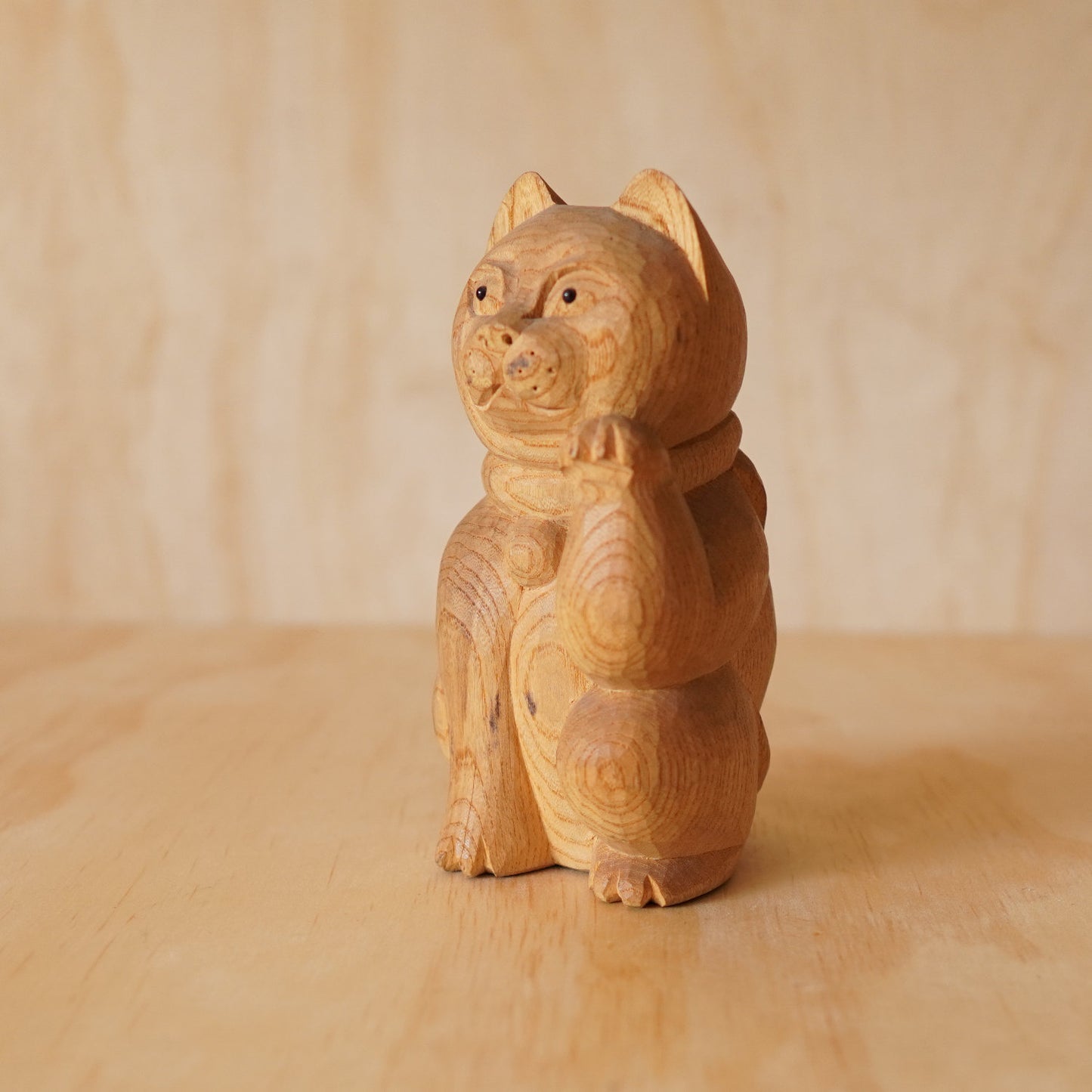 Vintage Japanese Hand Carved Maneki Neko Lucky Cat