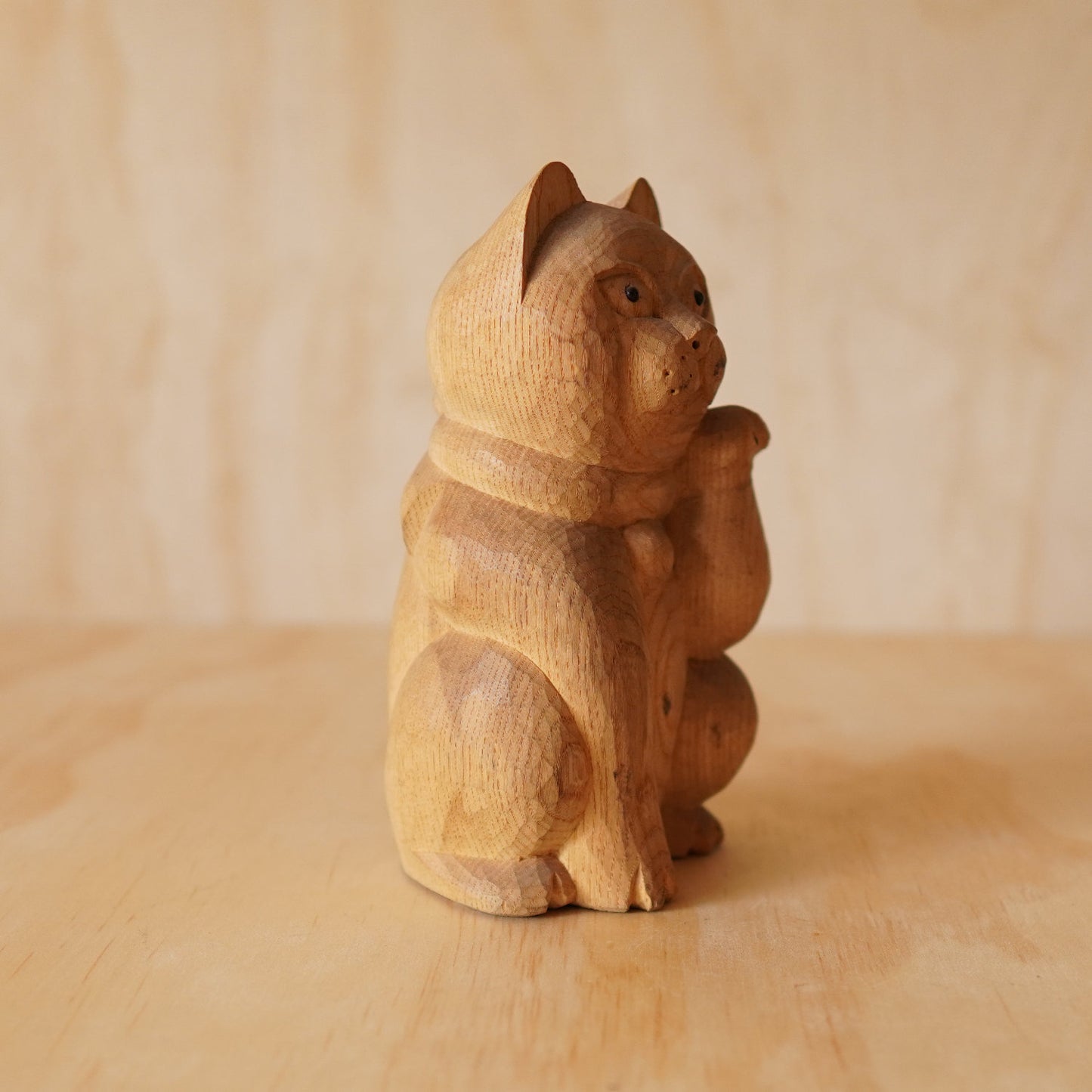 Vintage Japanese Hand Carved Maneki Neko Lucky Cat