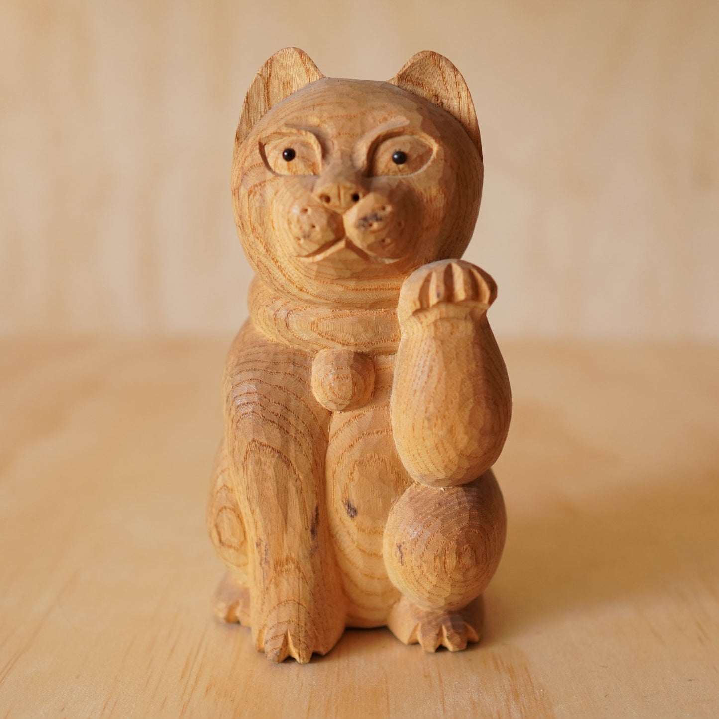 Vintage Japanese Hand Carved Maneki Neko Lucky Cat