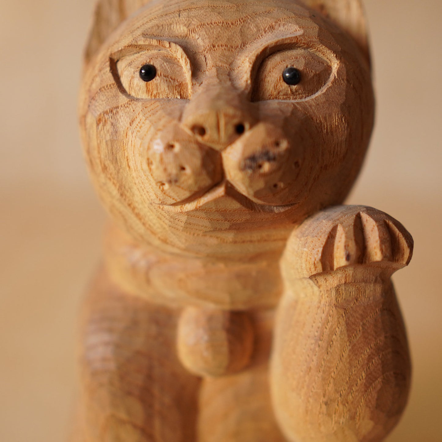 Vintage Japanese Hand Carved Maneki Neko Lucky Cat