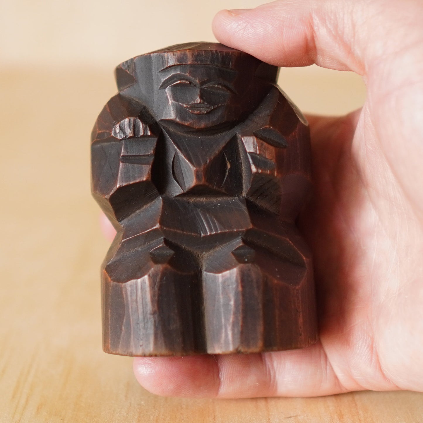 Antique Japanese Carved Wooden Daikoku Sculpture