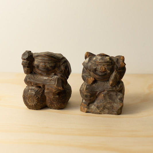 Antique Japanese Carved pair of Daikoku and Ebisu figures -04