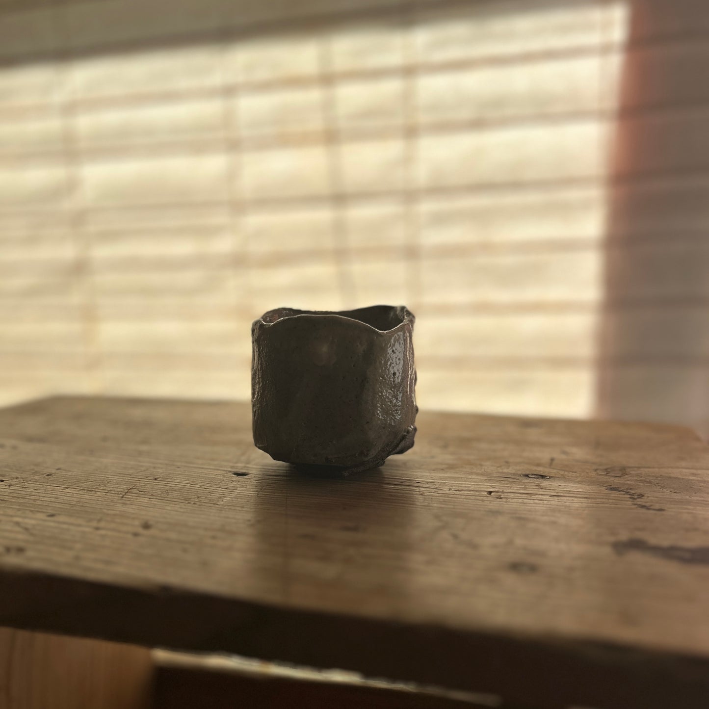 Don Ricardo Wild Clay Kurinuki Guinomi sake cup White Glaze