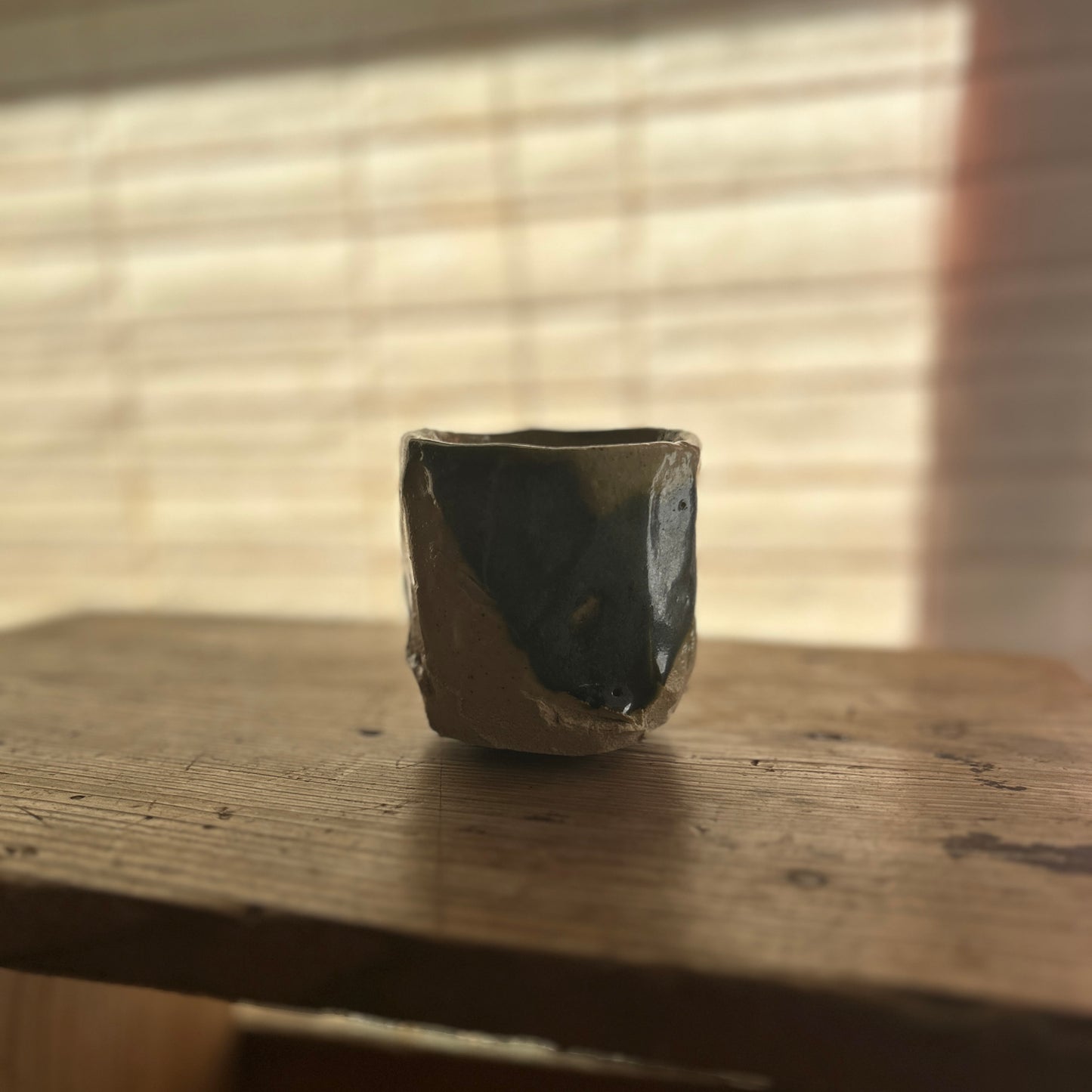 Don Ricardo Ceramic Oribe Green and White Yunomi Tea cup
