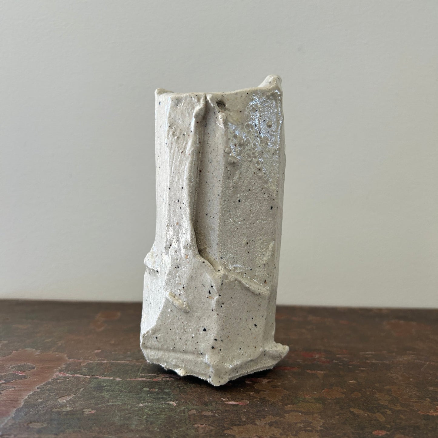 Don Ricardo Carved Ceramic Vase White Ash Glazed 1 of 2