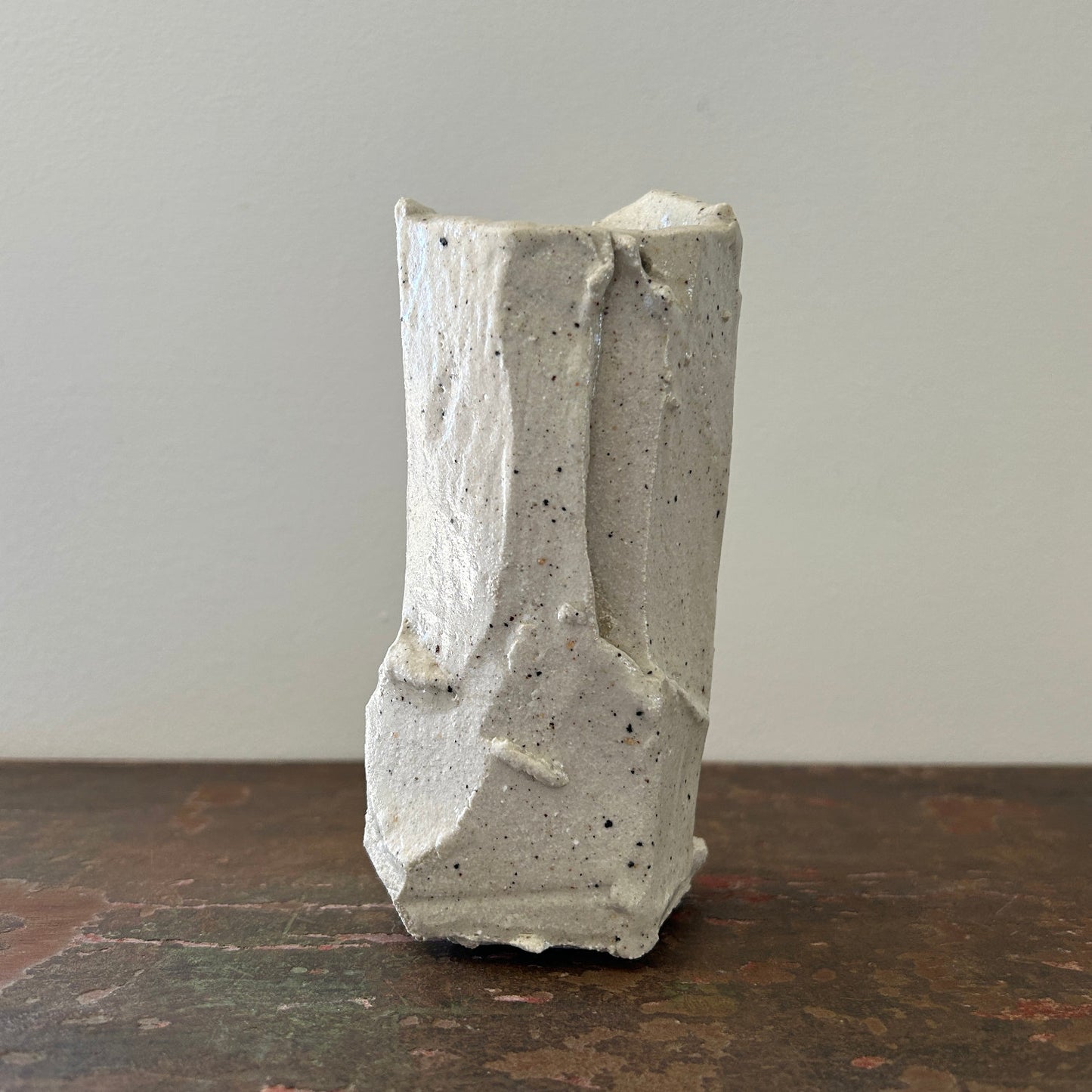 Don Ricardo Carved Ceramic Vase White Ash Glazed 1 of 2