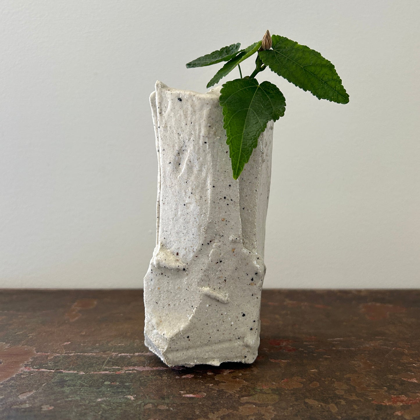 Don Ricardo Carved Ceramic Vase White Ash Glazed 1 of 2