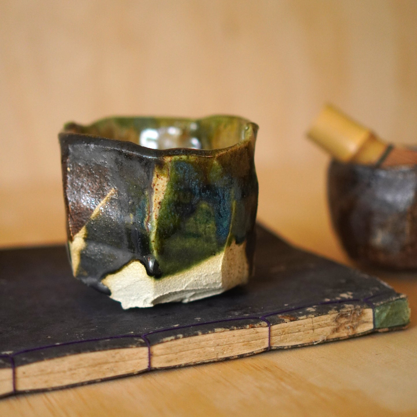 Don Ricardo Ceramic Oribe Wild Clay Matcha bowl