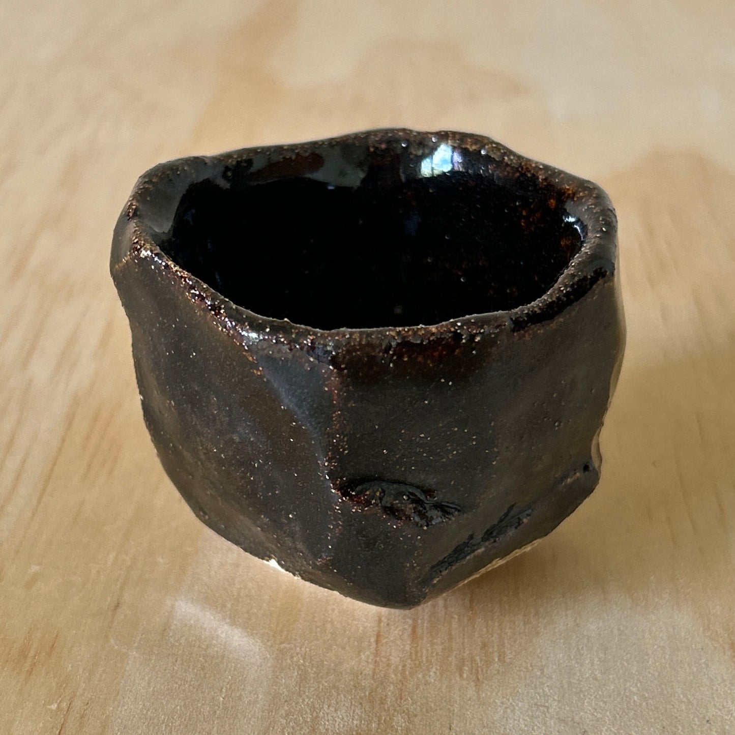 Don Ricardo Ceramic Sake Cup with Dark Brown Tenmoku Glaze