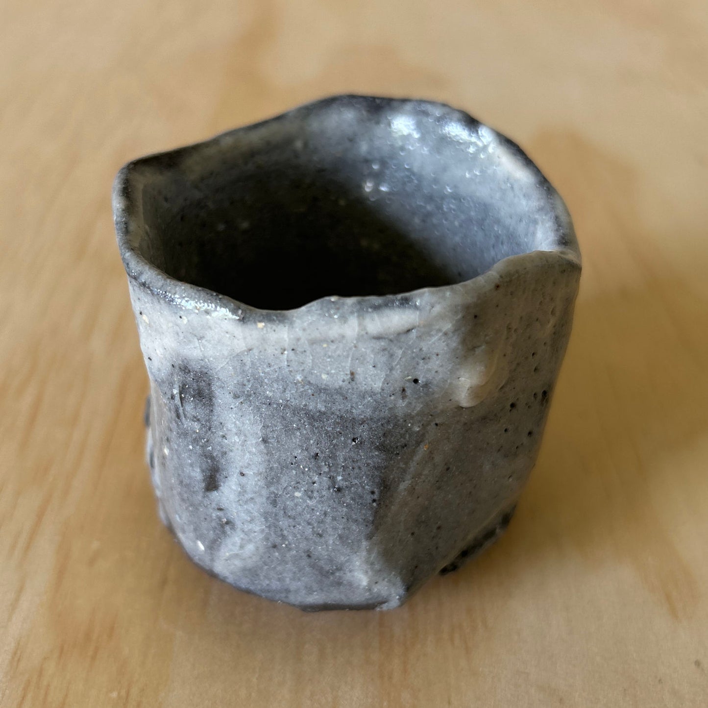 Don Ricardo Wild Clay Kurinuki Guinomi sake cup White Glaze