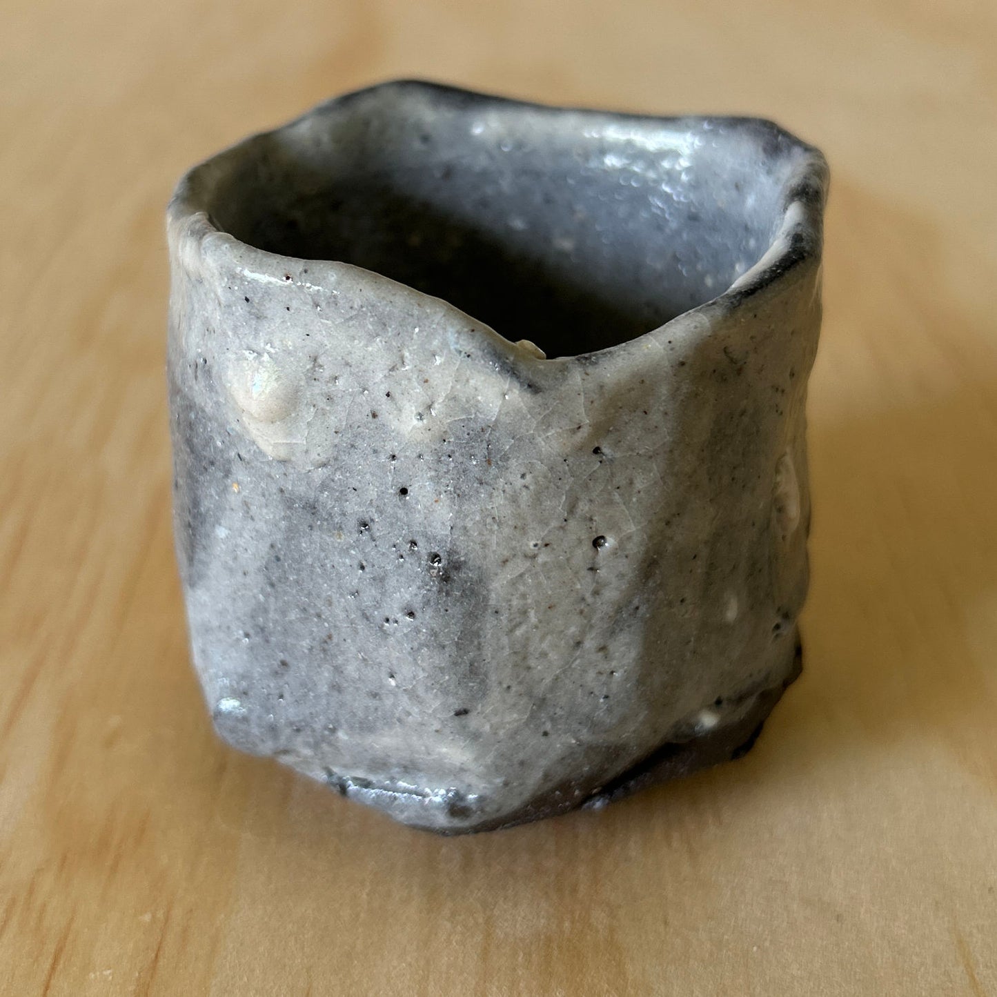Don Ricardo Wild Clay Kurinuki Guinomi sake cup White Glaze