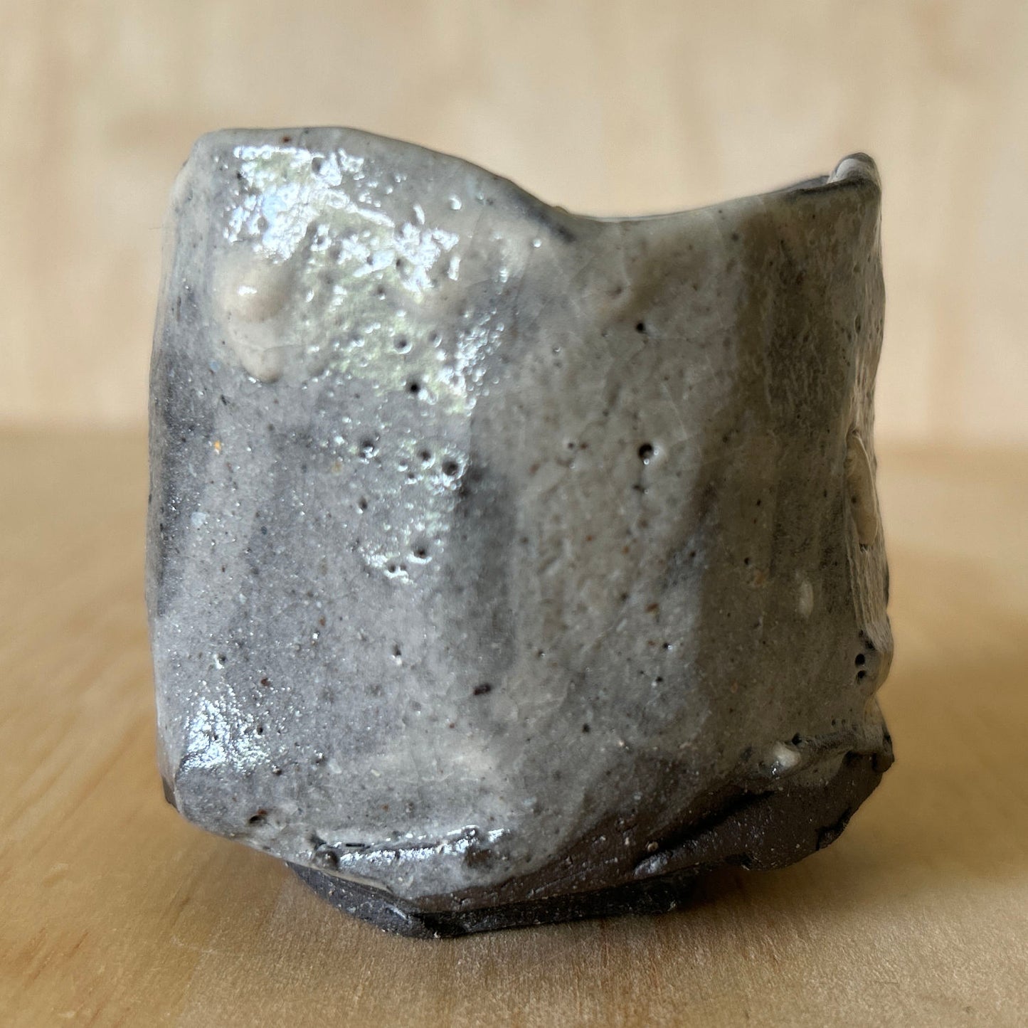 Don Ricardo Wild Clay Kurinuki Guinomi sake cup White Glaze