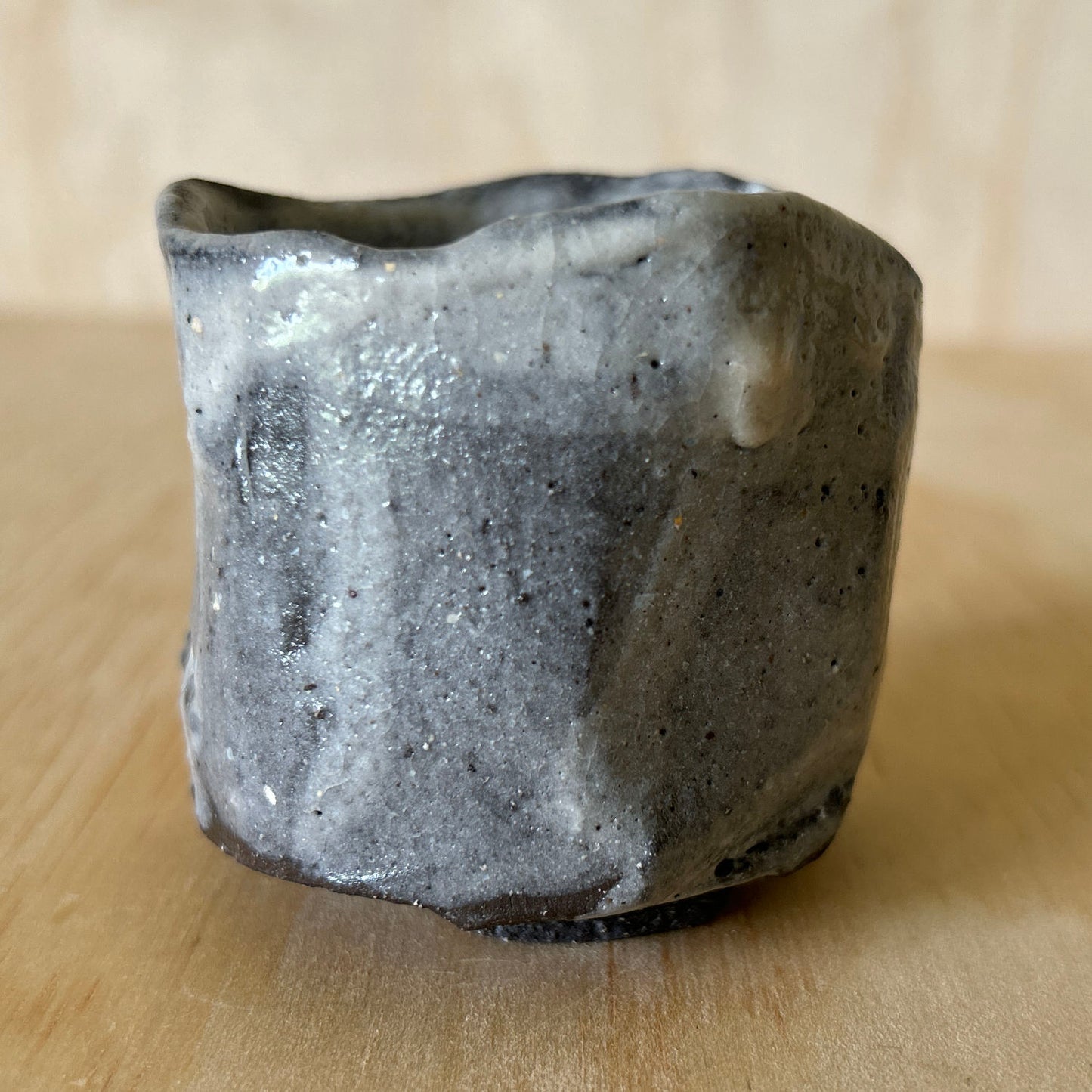 Don Ricardo Wild Clay Kurinuki Guinomi sake cup White Glaze