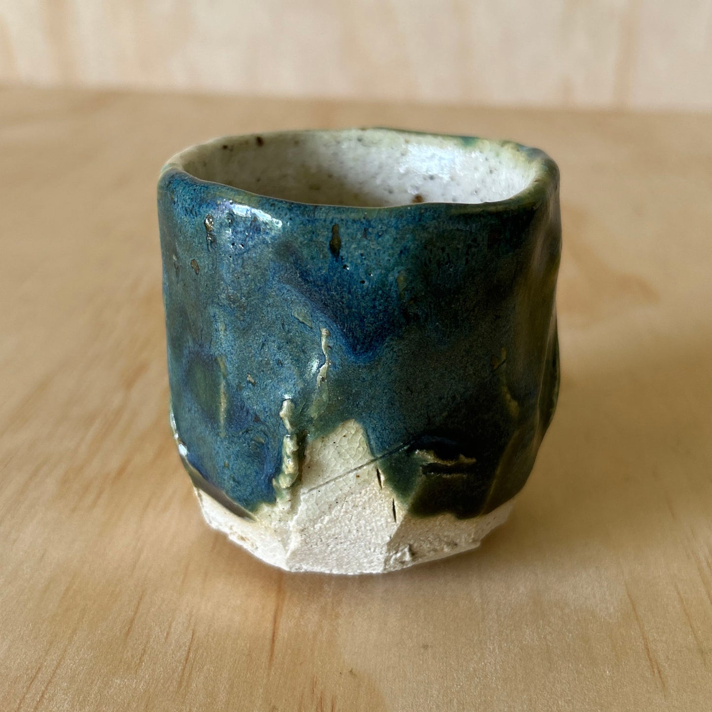 Don Ricardo Ceramic Oribe Green and White Yunomi Tea cup