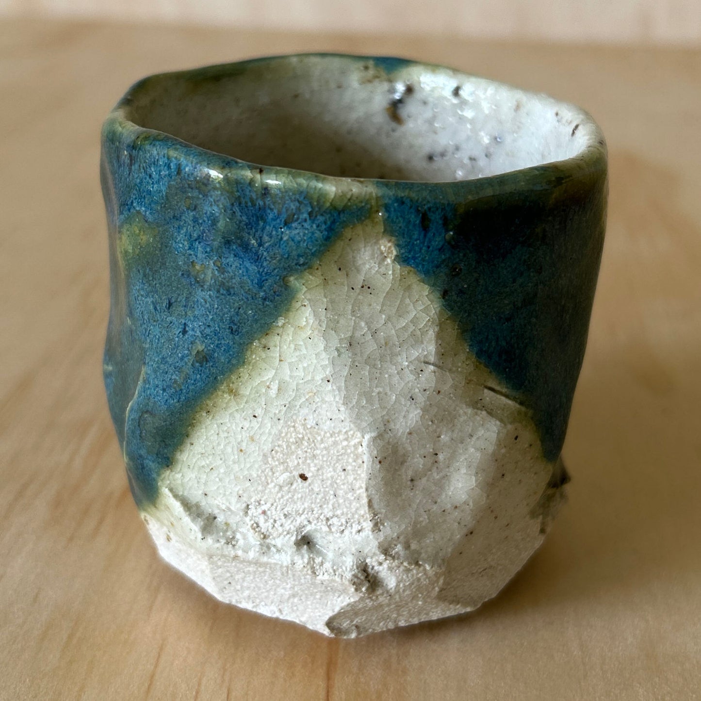 Don Ricardo Ceramic Oribe Green and White Yunomi Tea cup