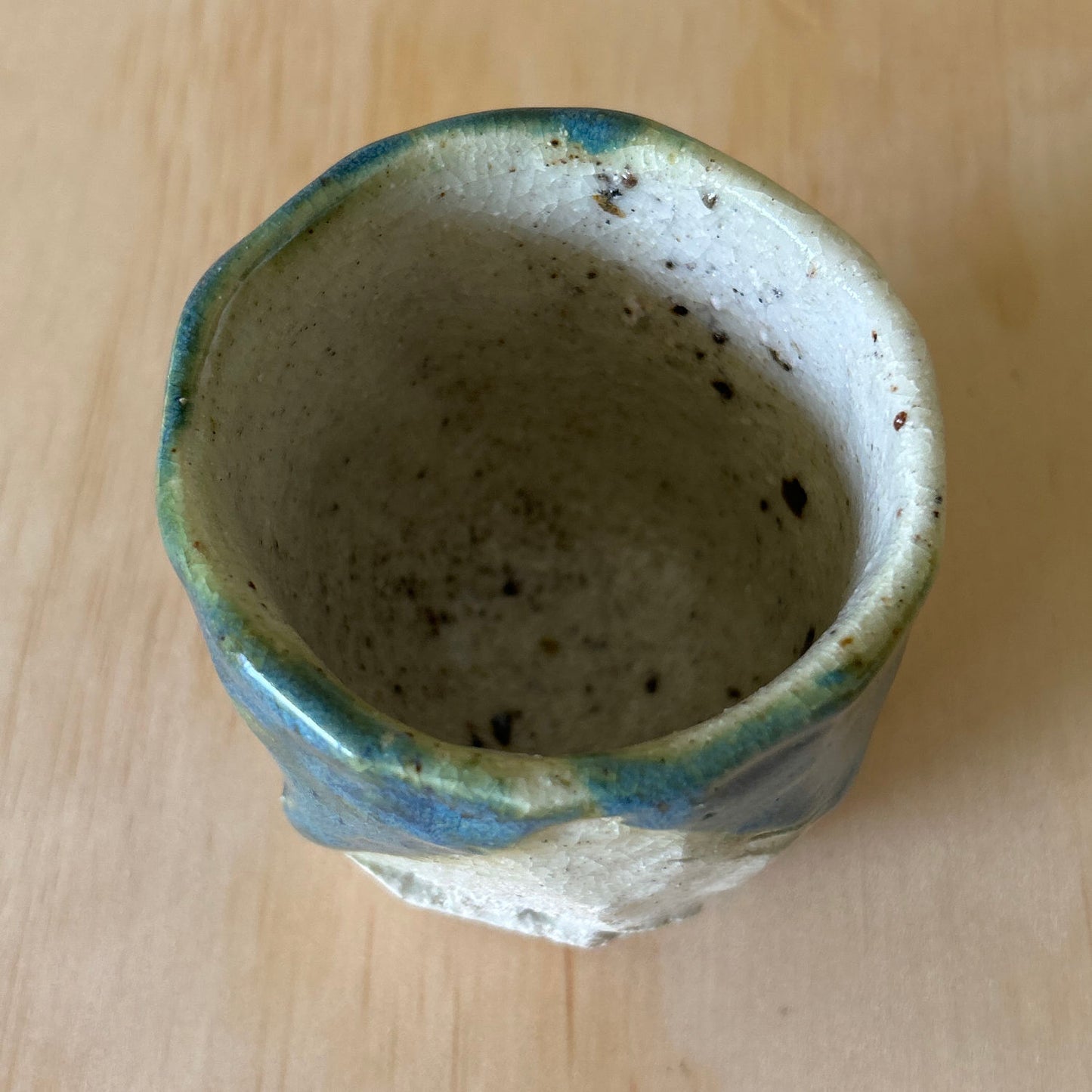 Don Ricardo Ceramic Oribe Green and White Yunomi Tea cup