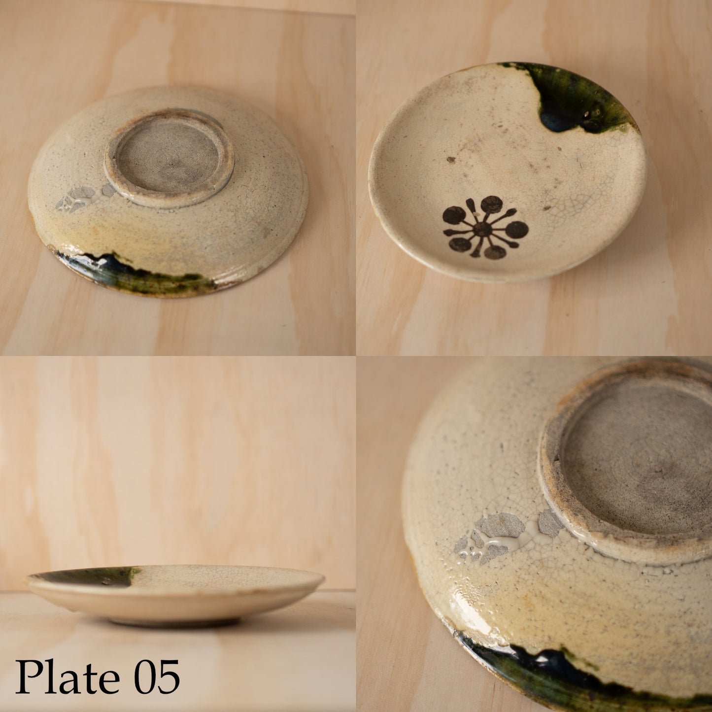 Antique Japanese Ceramic Edo period Mingei Oribe plate