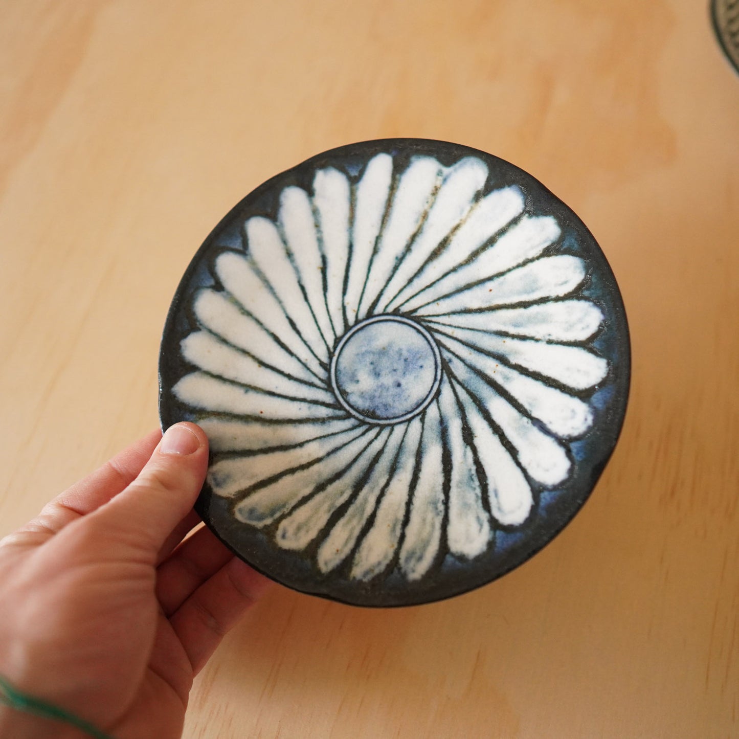 Japanese Ceramic small plate - Rich Indigo Flower Pattern