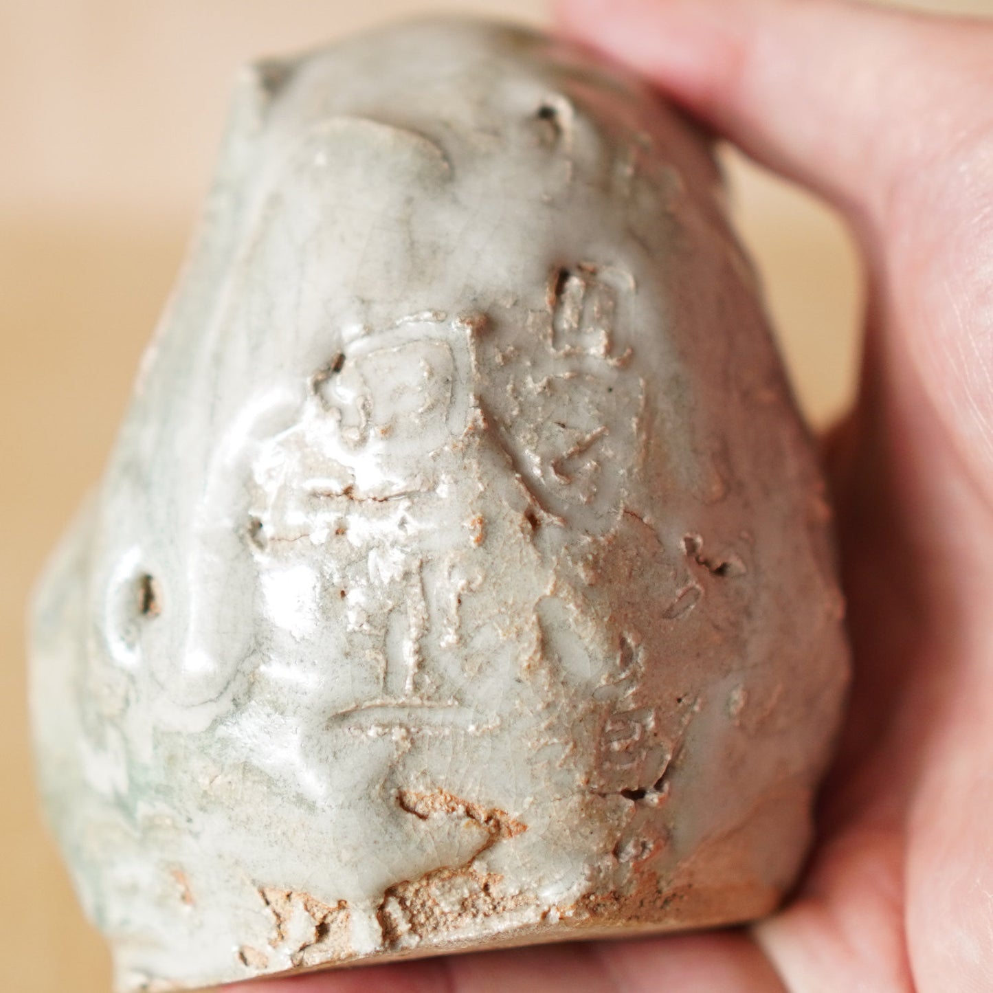Vintage Japanese Glazed Ceramic Daruma Sculpture