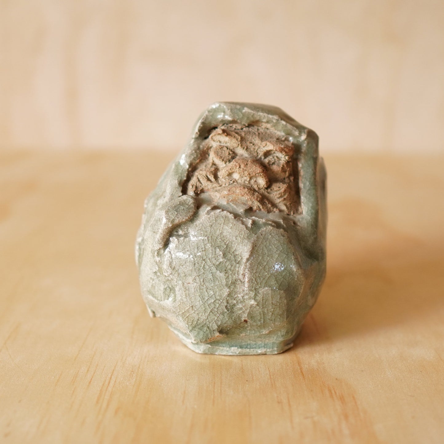 Vintage Japanese Glazed Ceramic Daruma Sculpture