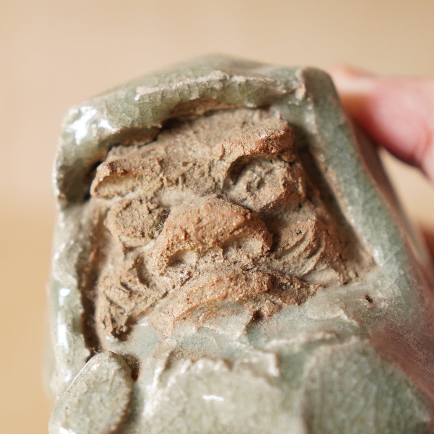 Vintage Japanese Glazed Ceramic Daruma Sculpture