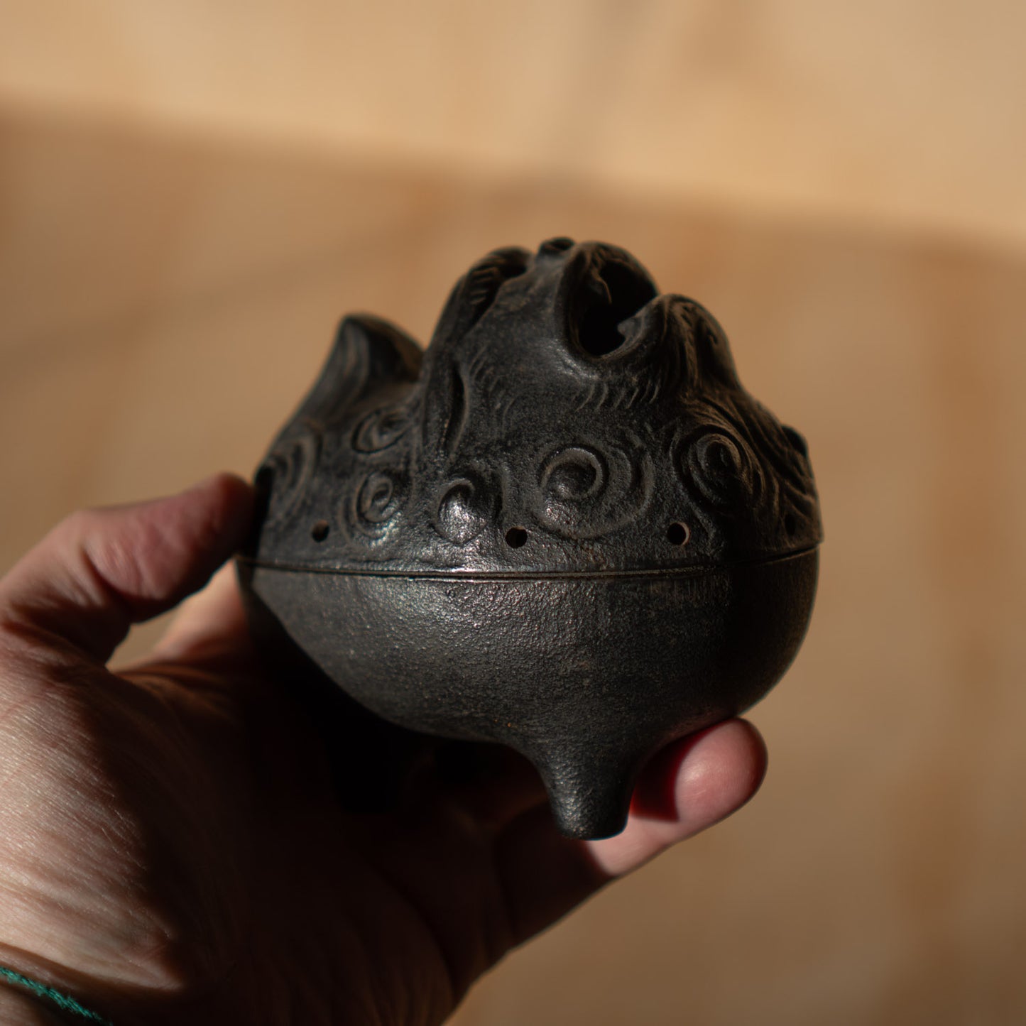 Japanese Vintage Iron Temple Dog Koro - Incense Burner