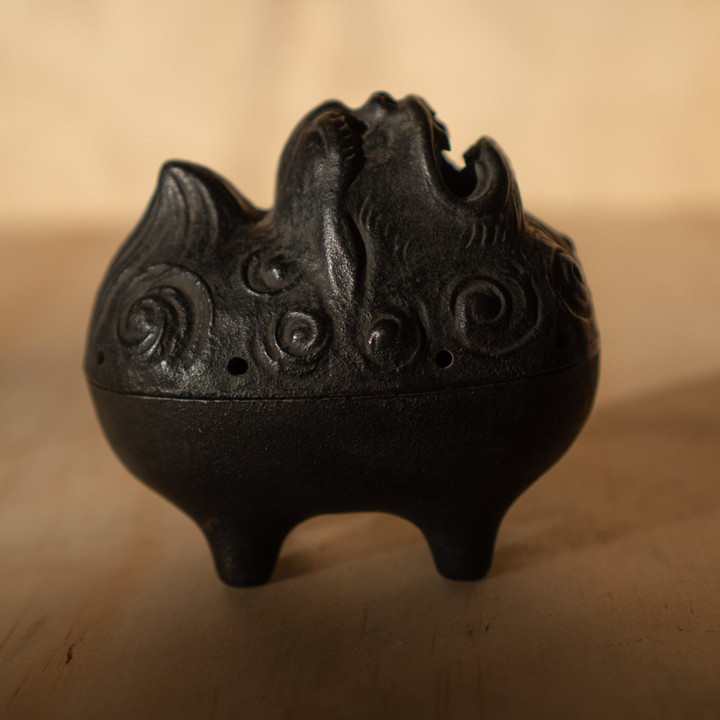 Japanese Vintage Iron Temple Dog Koro - Incense Burner