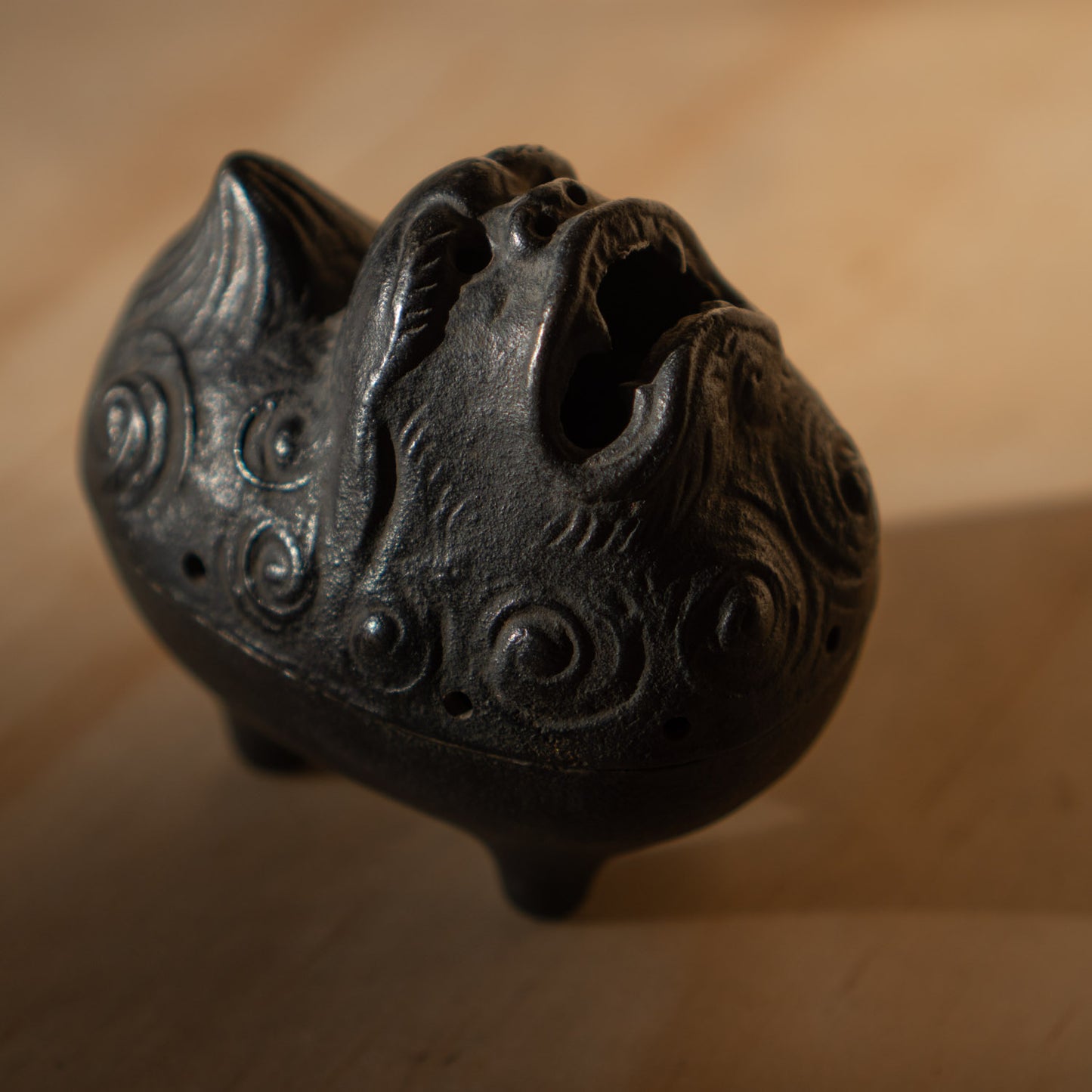 Japanese Vintage Iron Temple Dog Koro - Incense Burner