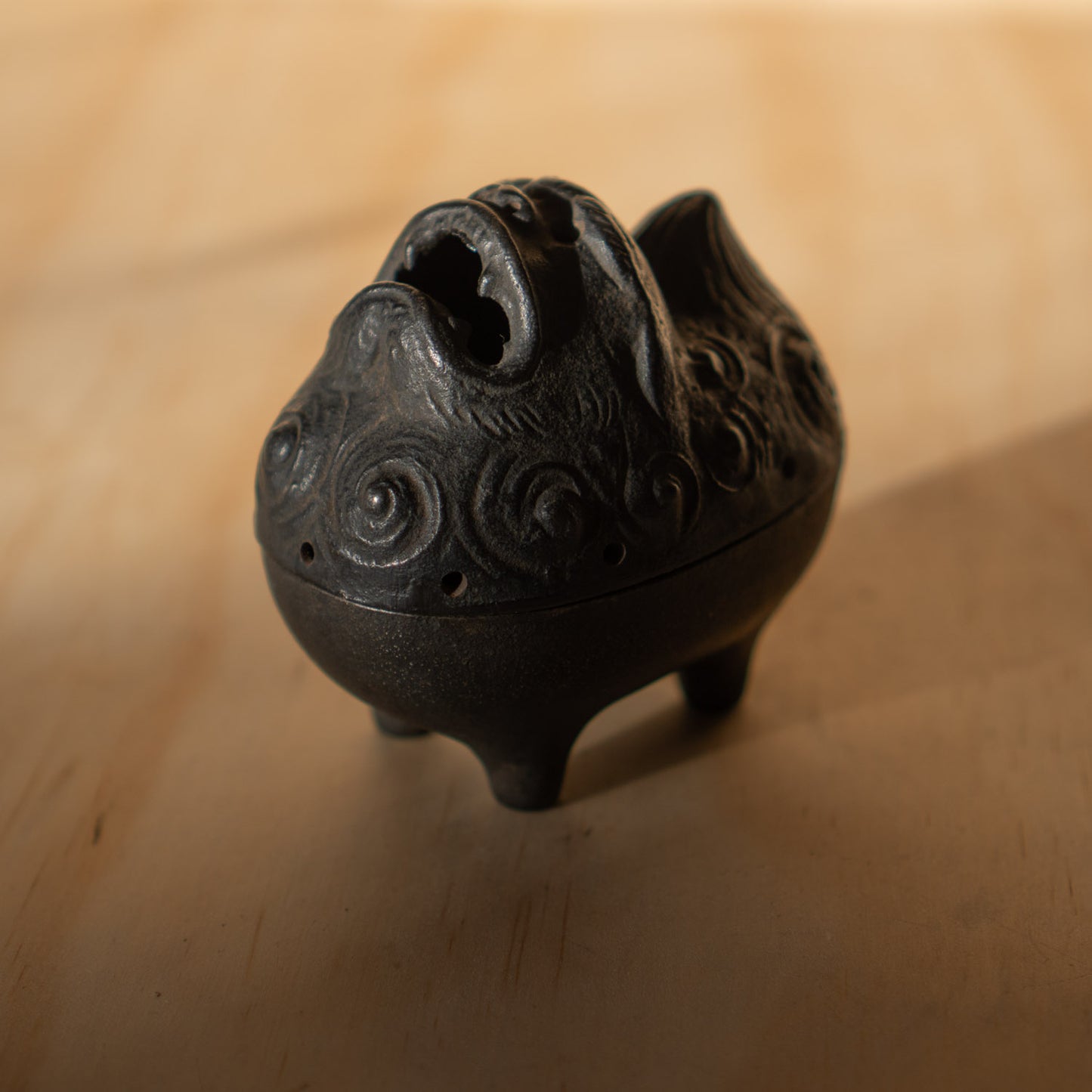 Japanese Vintage Iron Temple Dog Koro - Incense Burner