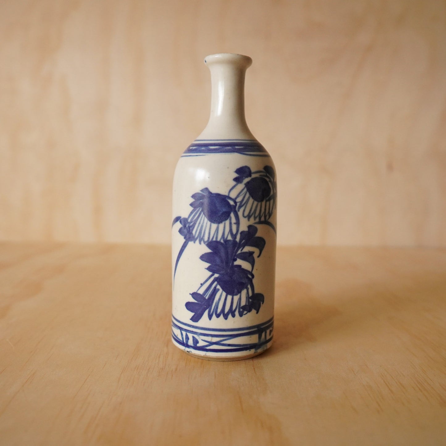Antique Japanese Blue and White Sake Bottle Vase